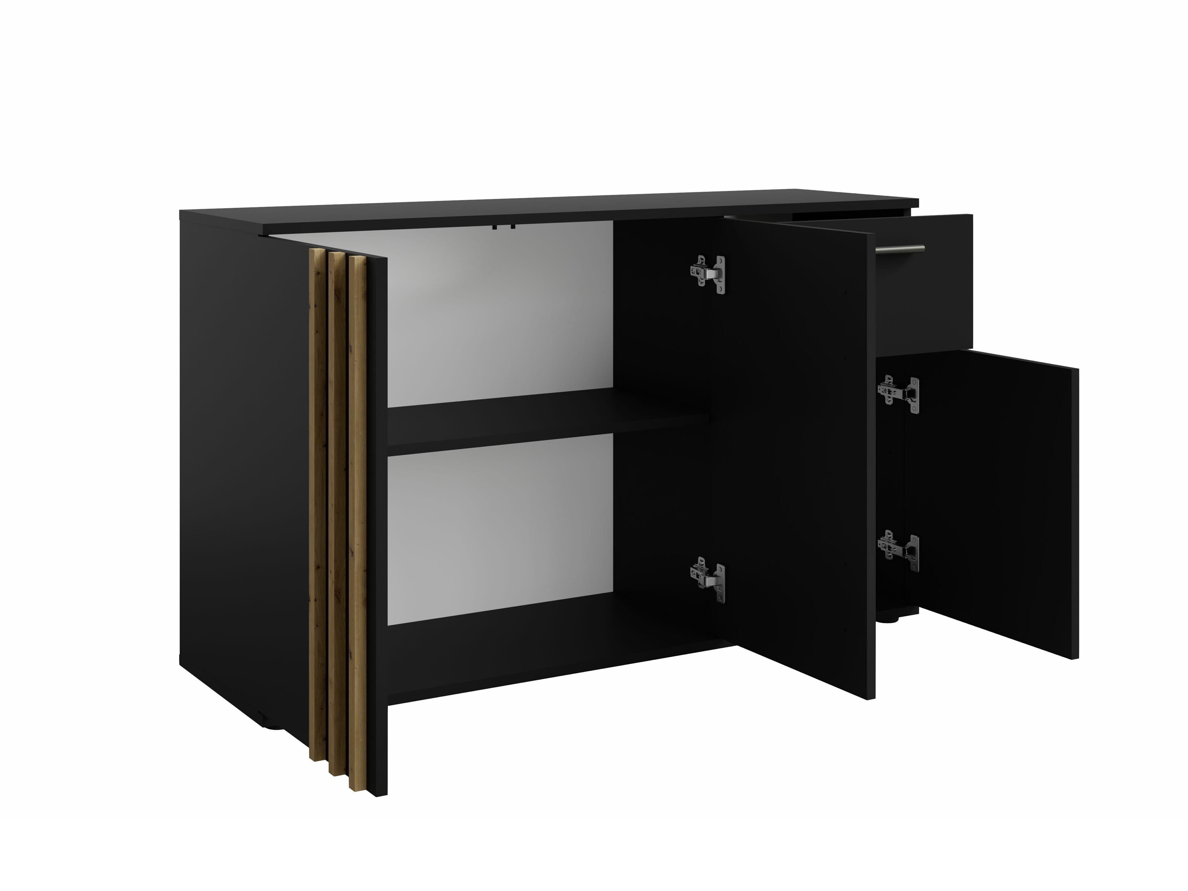 Komoda Baytown 159 (Crna + Hrast Artisan)