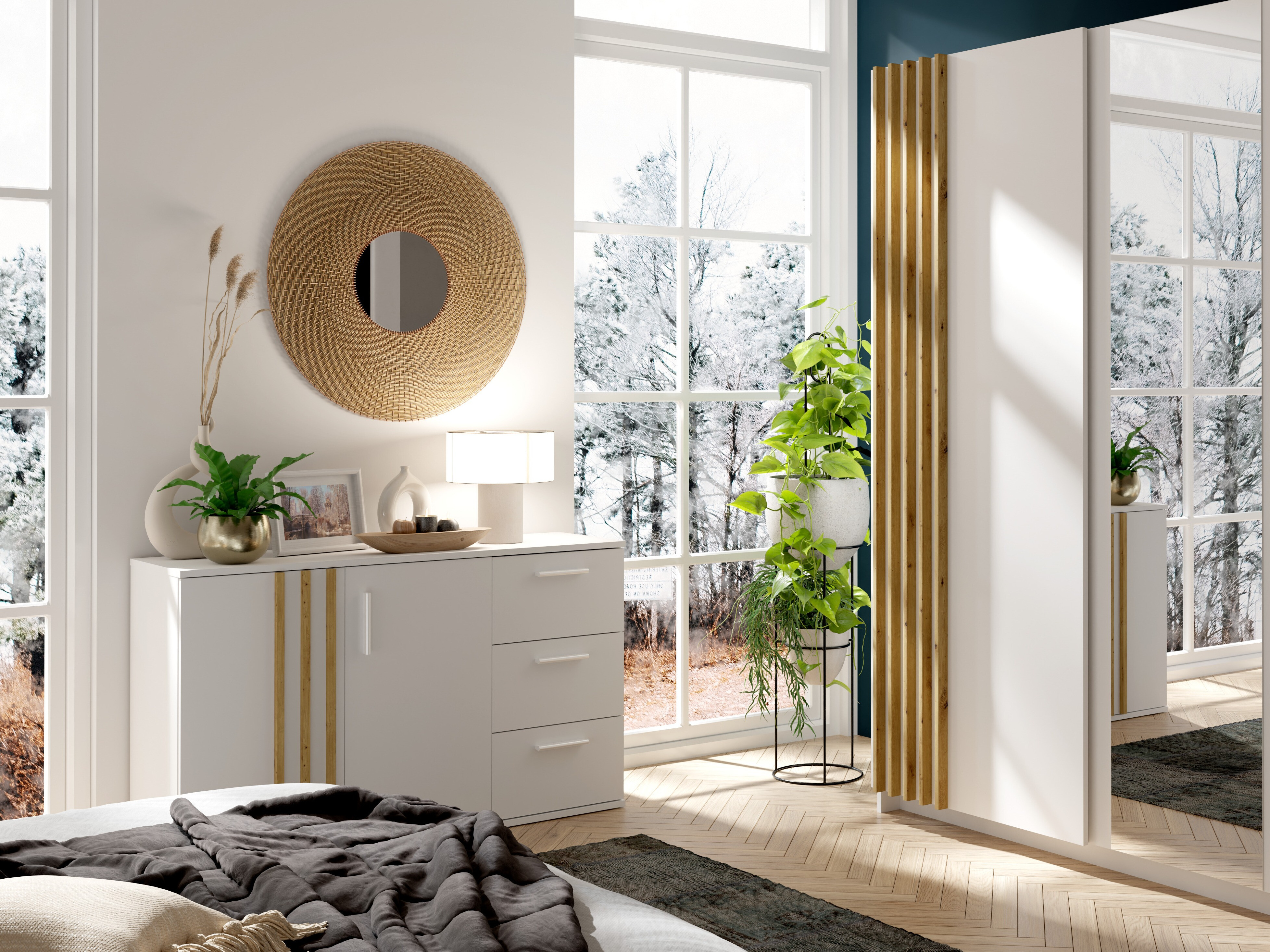 Komoda Baytown 160 (Bijela + Hrast Artisan)