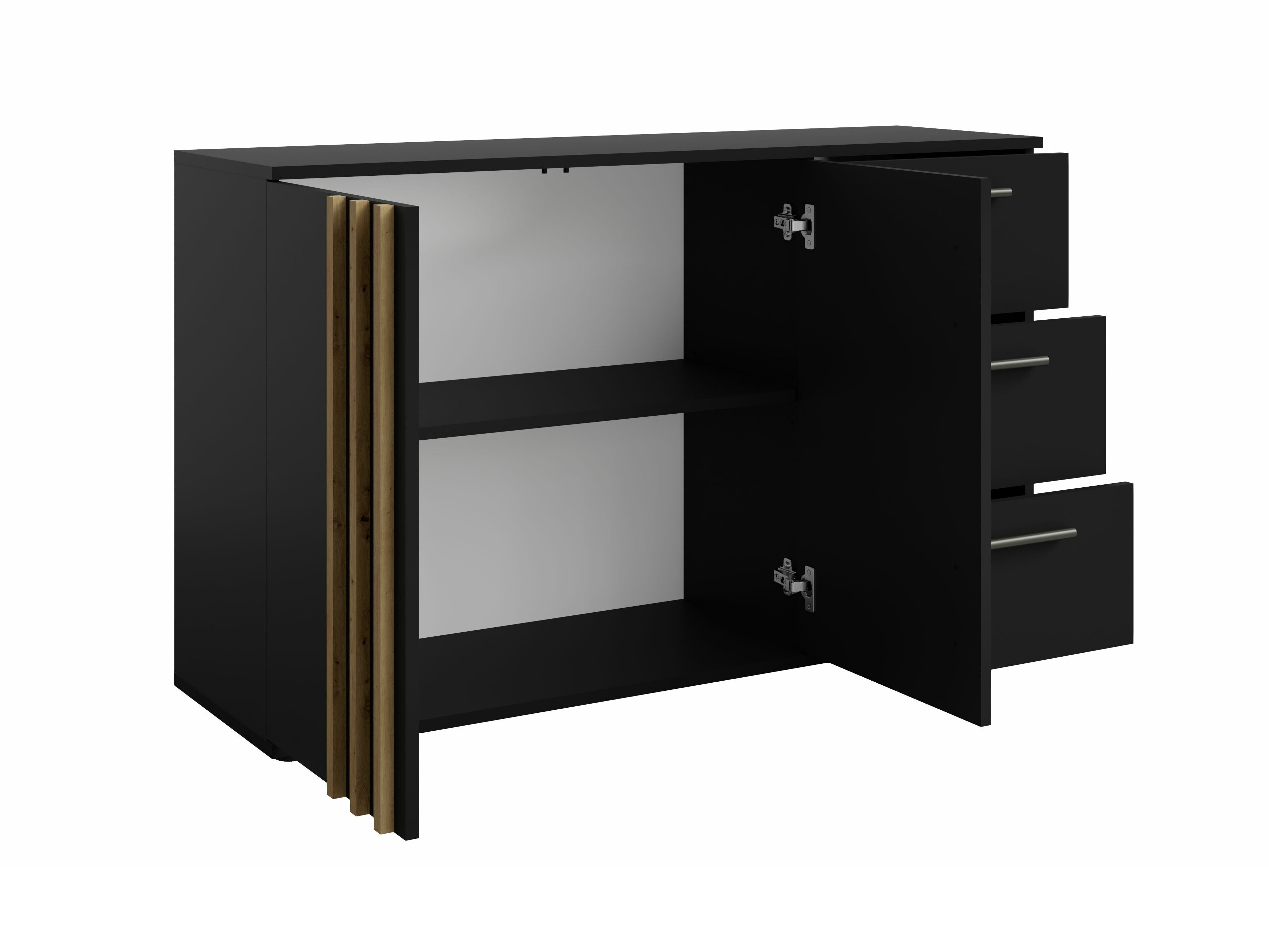 Komoda Baytown 160 (Crna + Hrast Artisan)