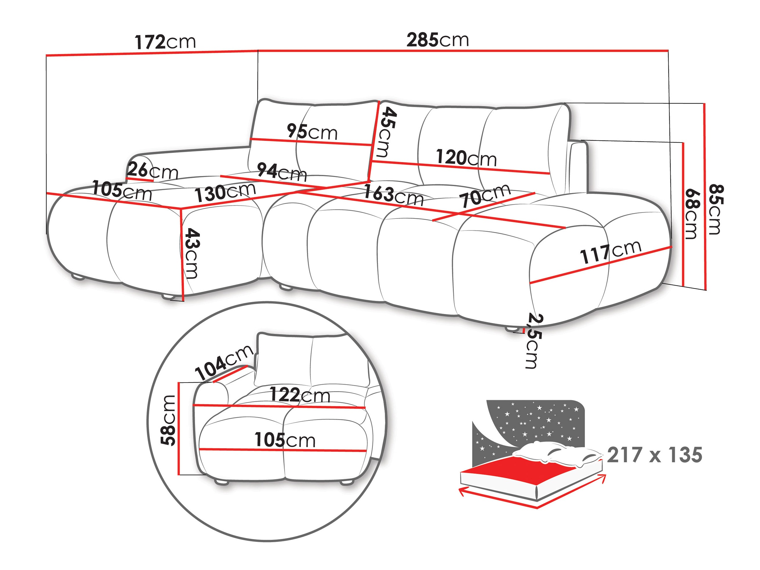 Kutna garnitura TrendyNest 120 (Flow 02)