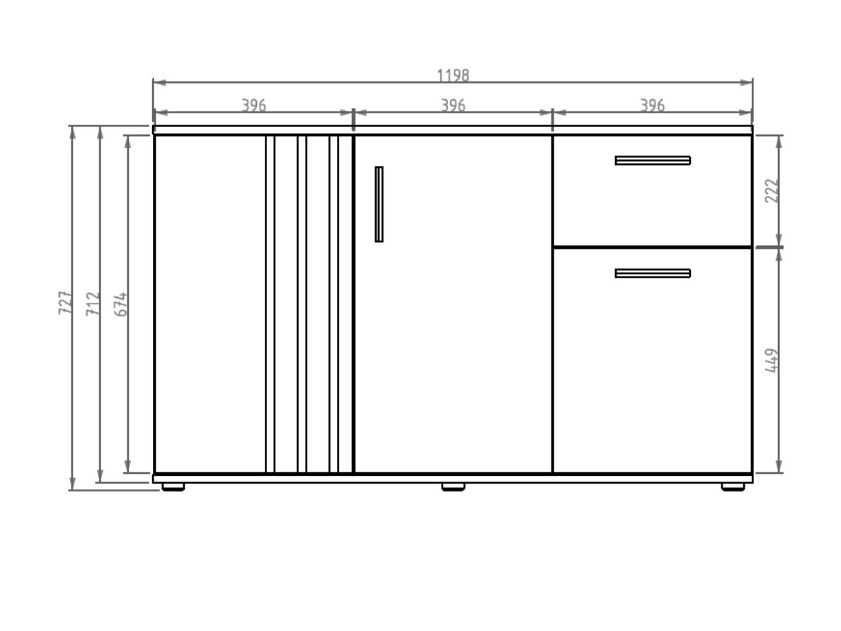 Komoda Baytown 159 (Crna + Hrast Artisan)