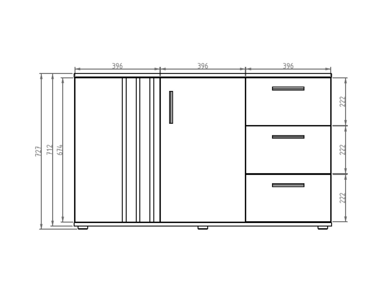Komoda Baytown 160 (Bijela + Hrast Artisan)