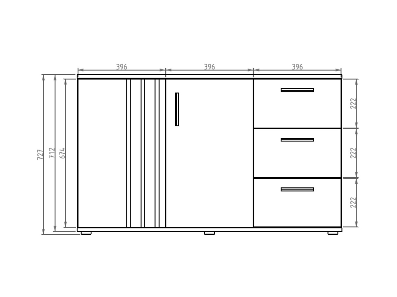 Komoda Baytown 160 (Crna + Hrast Artisan)