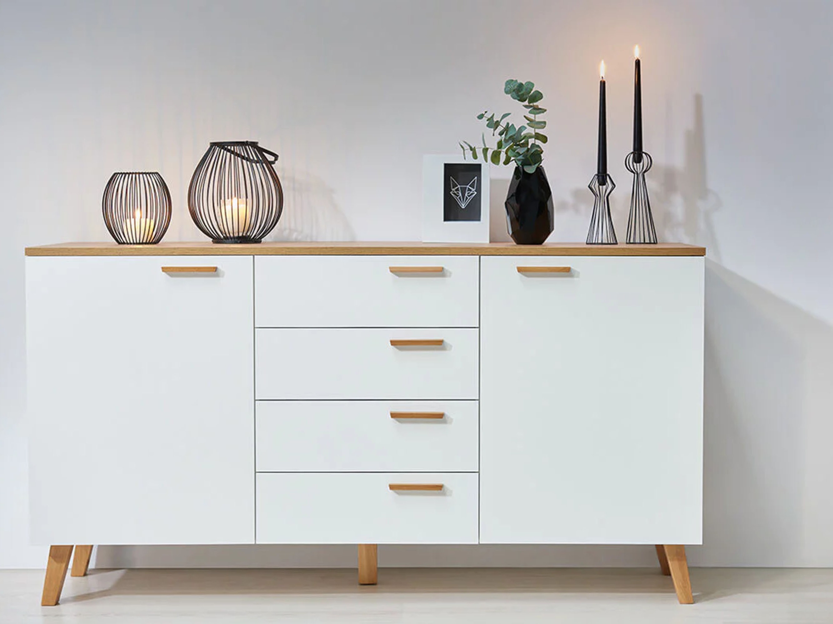 Komoda Fivbeli 100 (Bijela + Hrast)