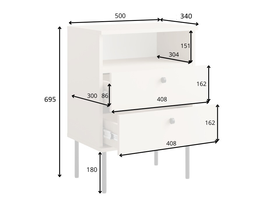 Noćni ormarić Baytown 185 (Bež)