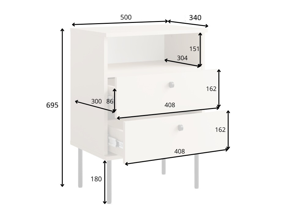 Noćni ormarić Baytown 185 (Bijela)