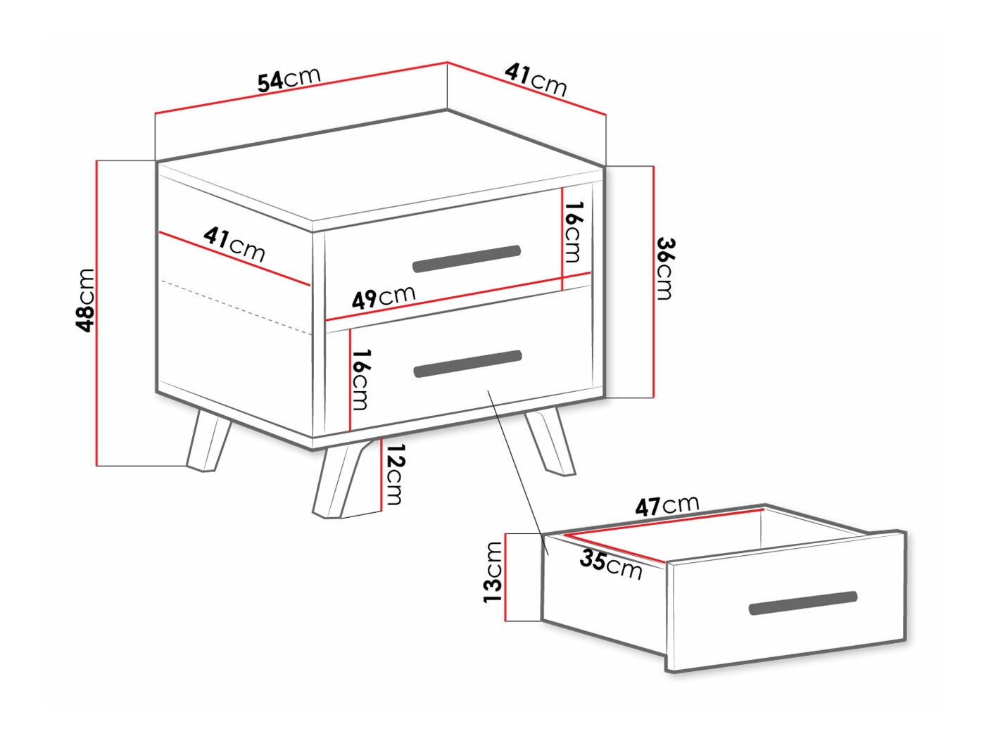 Noćni ormarić Dortivu (Bijela)