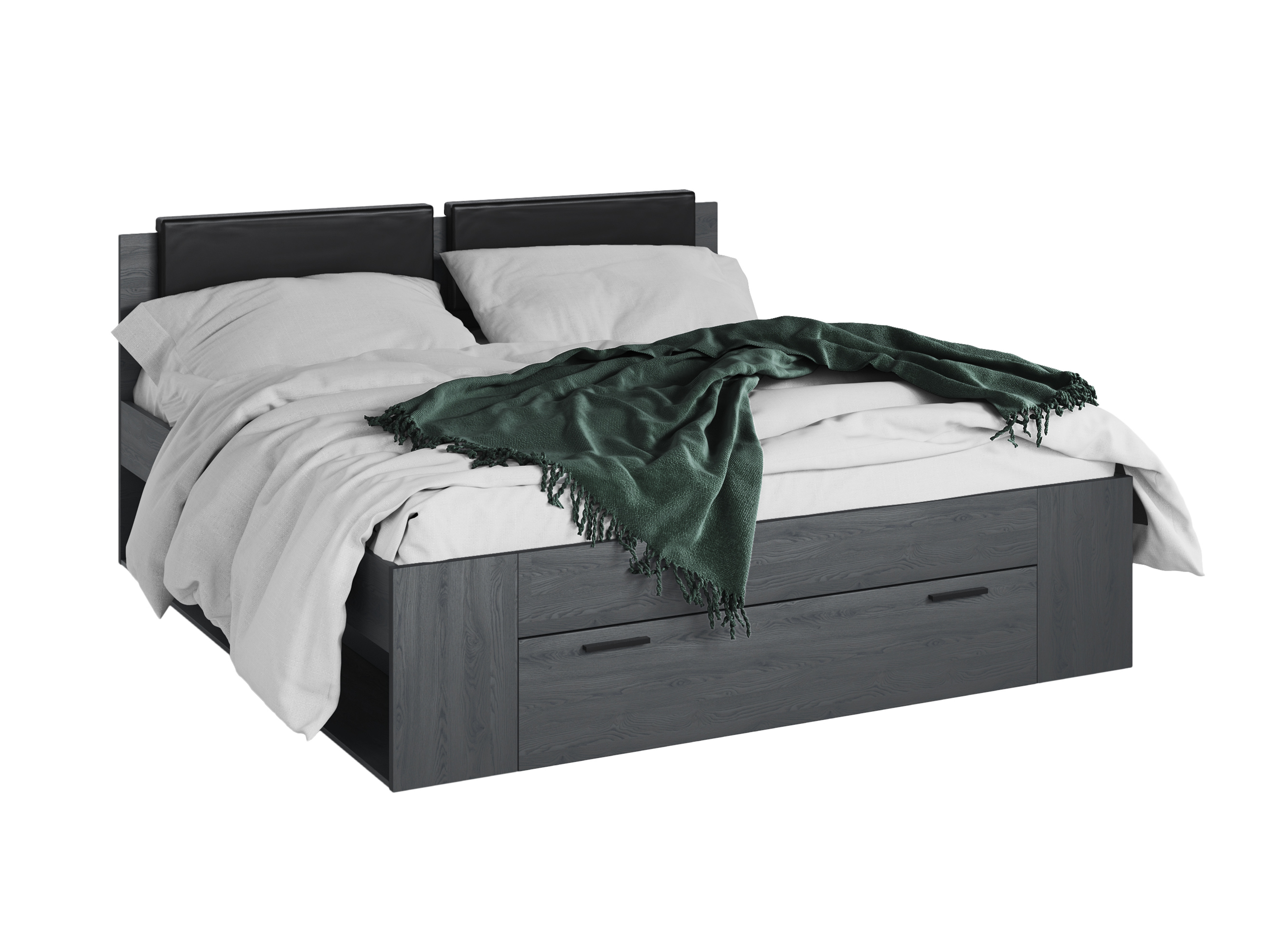 Krevet Levruvu 106 (Sivi hrast + Crna)