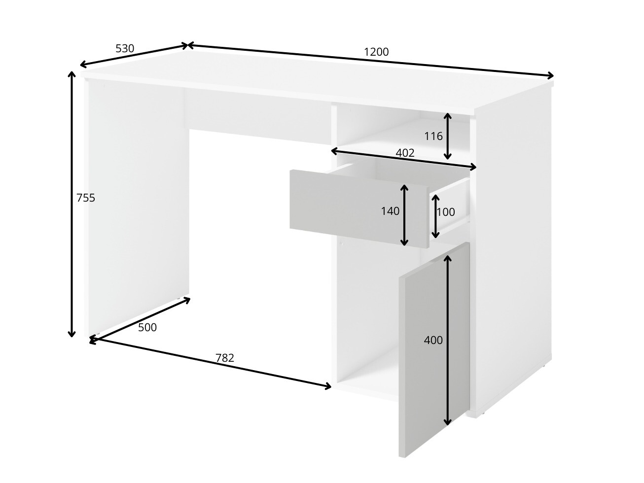 Uredski stol Baytown 190 (Bijela + Sonoma hrast)