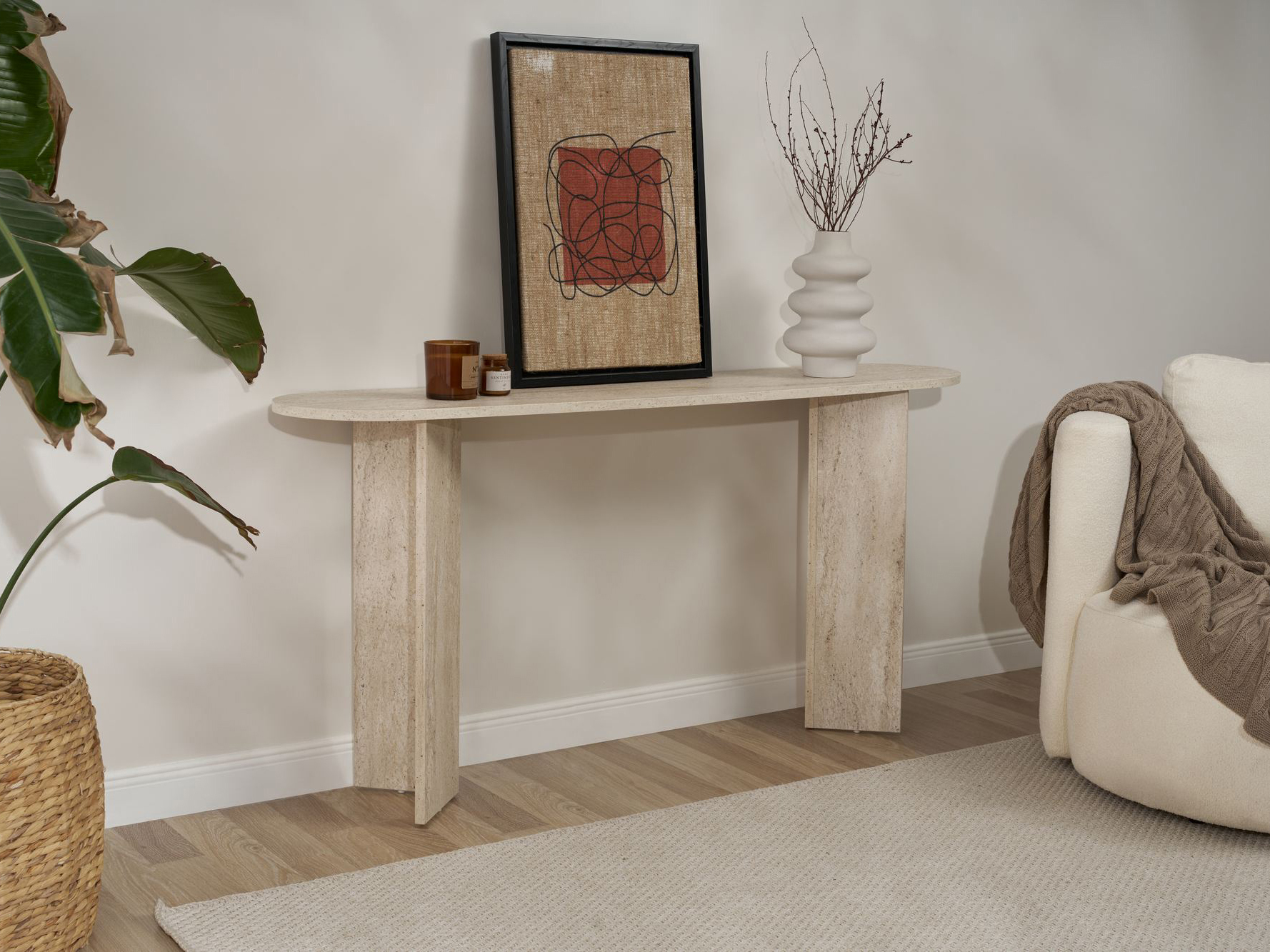 Konzolni stolić Novato 133 (Svijetli travertin)