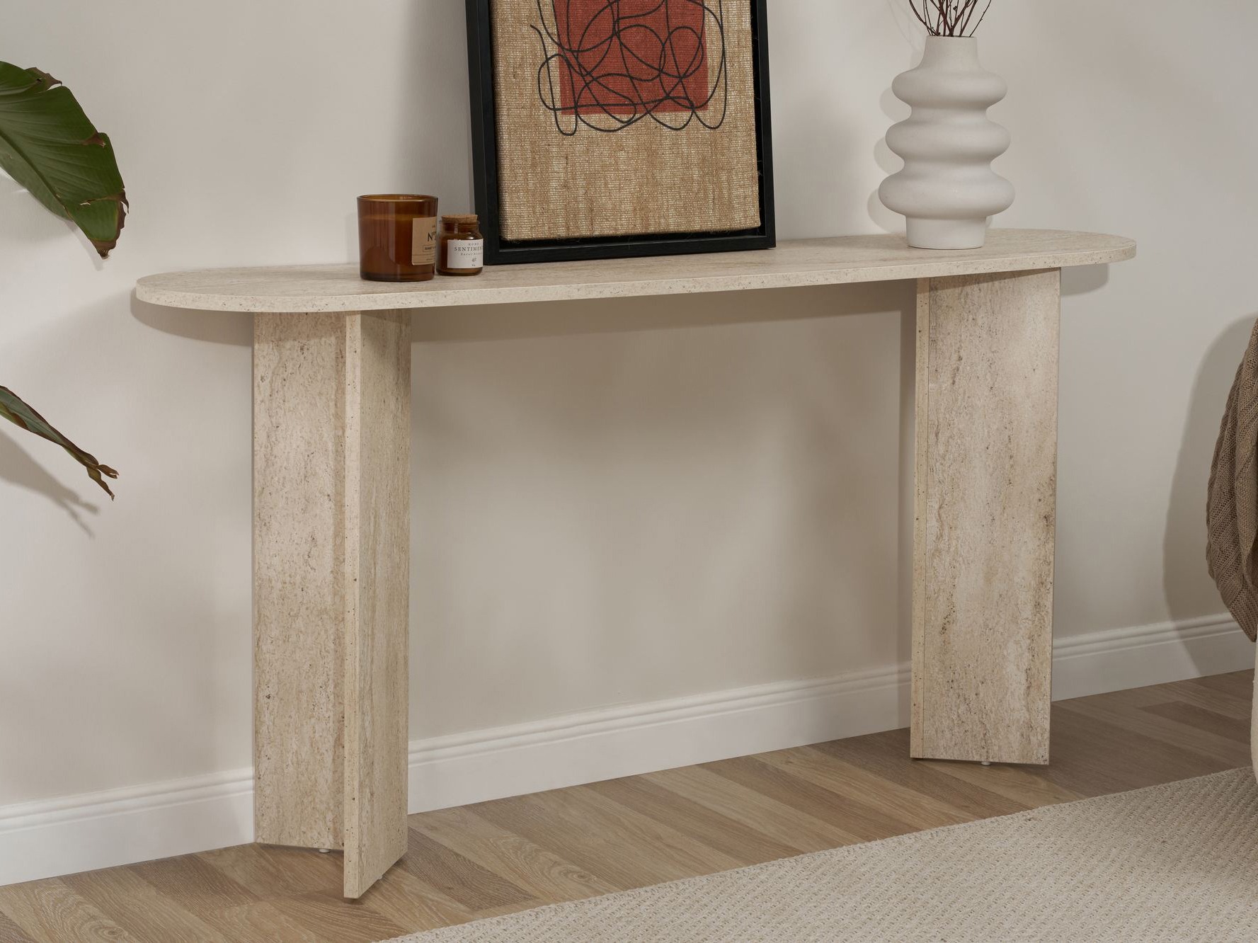 Konzolni stolić Novato 133 (Svijetli travertin)