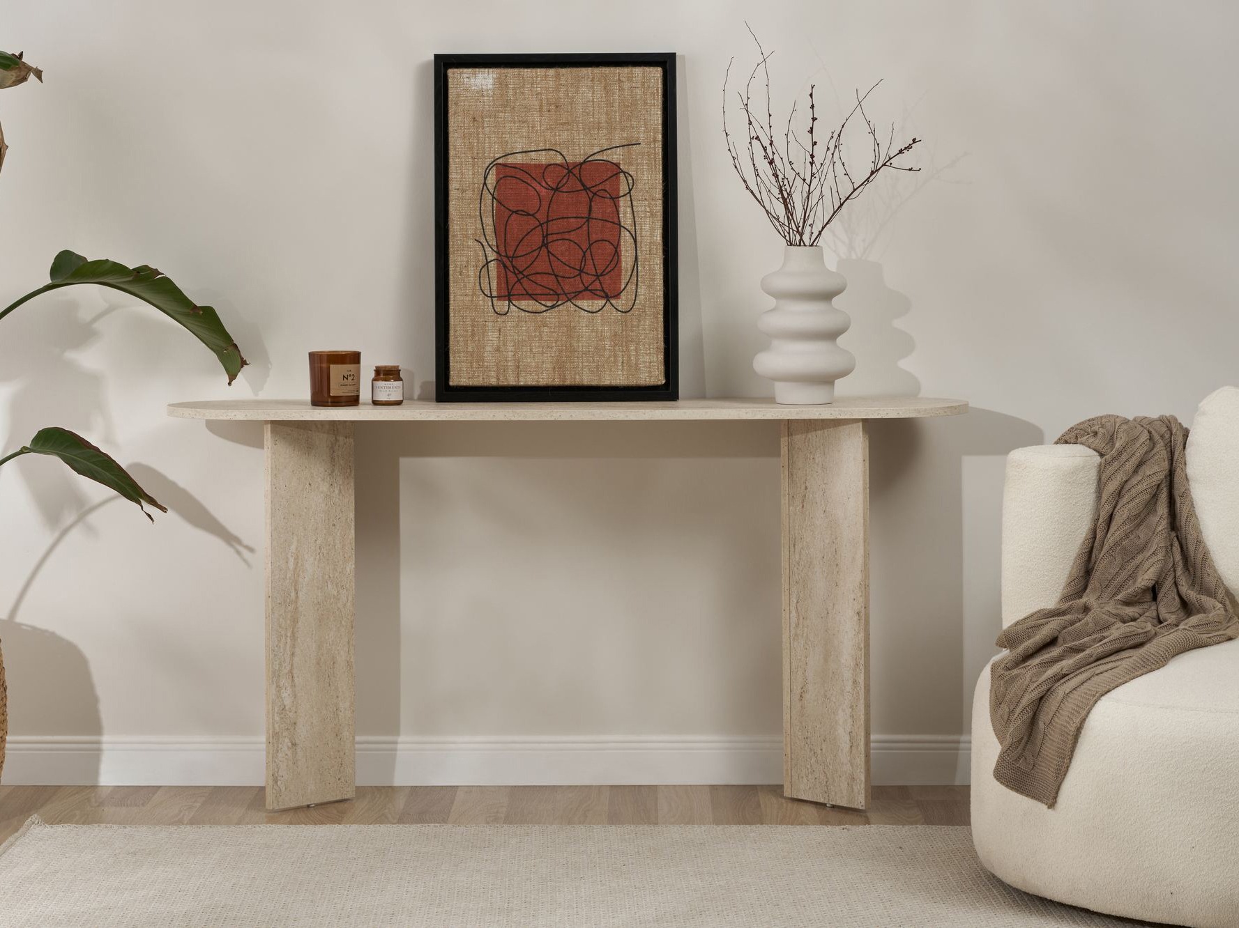 Konzolni stolić Novato 133 (Svijetli travertin)