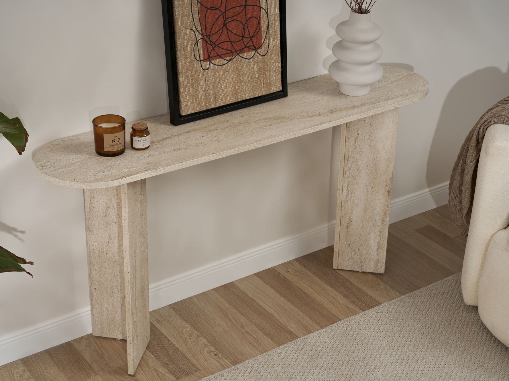 Konzolni stolić Novato 133 (Svijetli travertin)