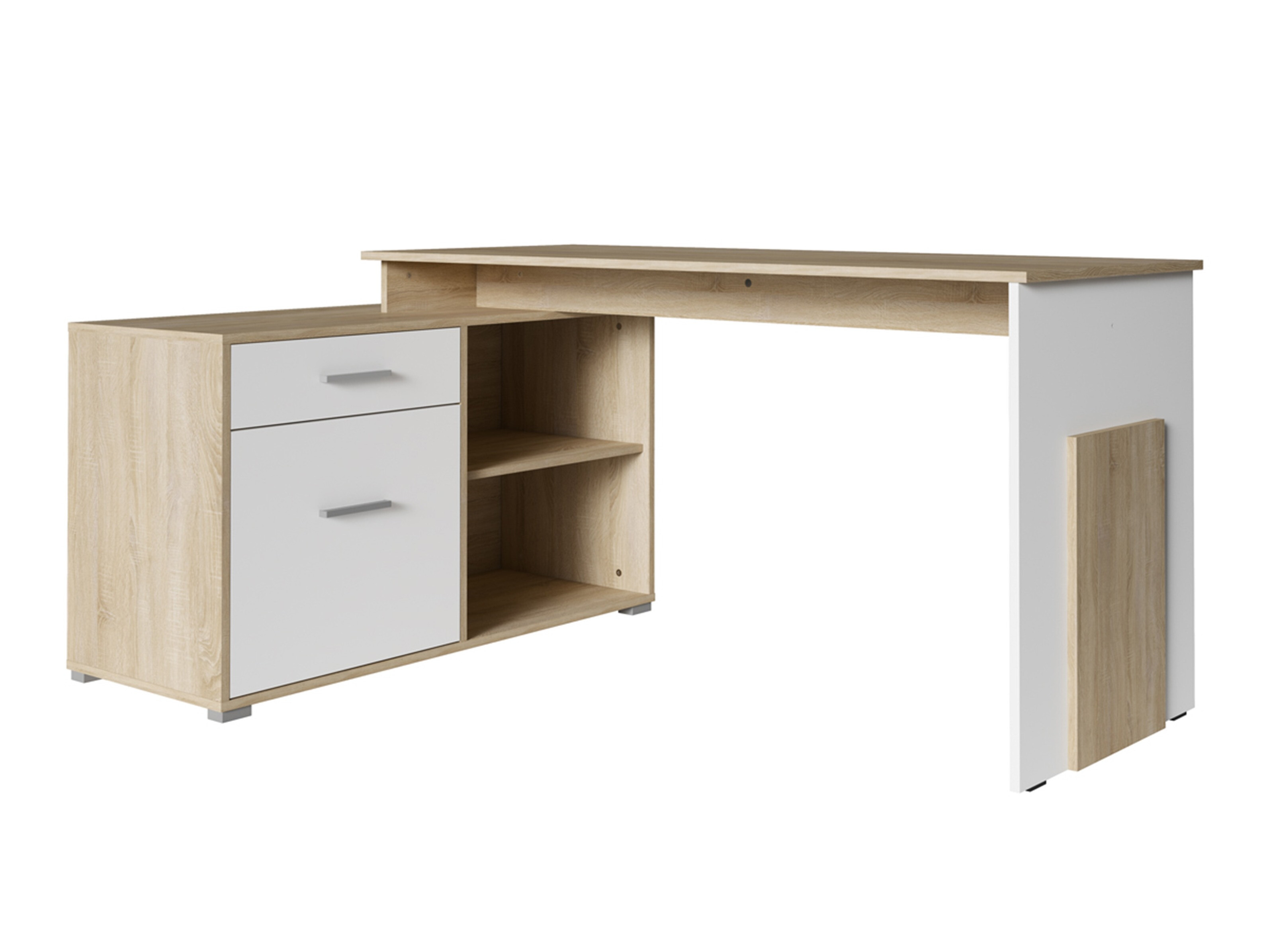 Kutni uredski stol Baytown 197 (Bijela + Sonoma hrast)