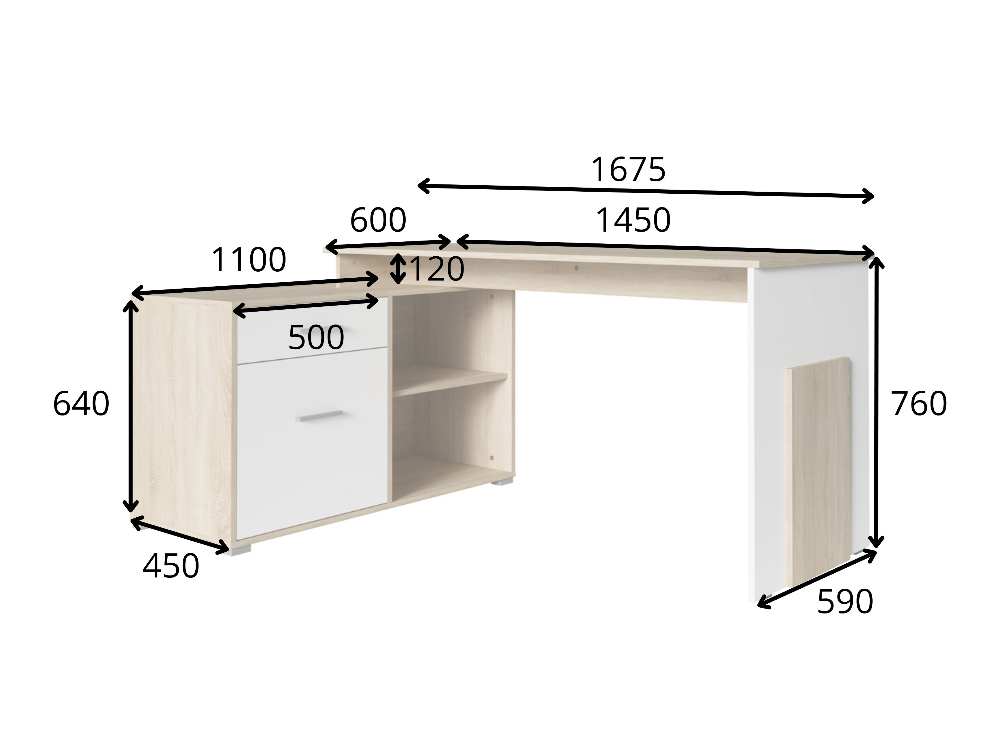 Kutni uredski stol Baytown 197 (Grafit + Hrast Wellington)