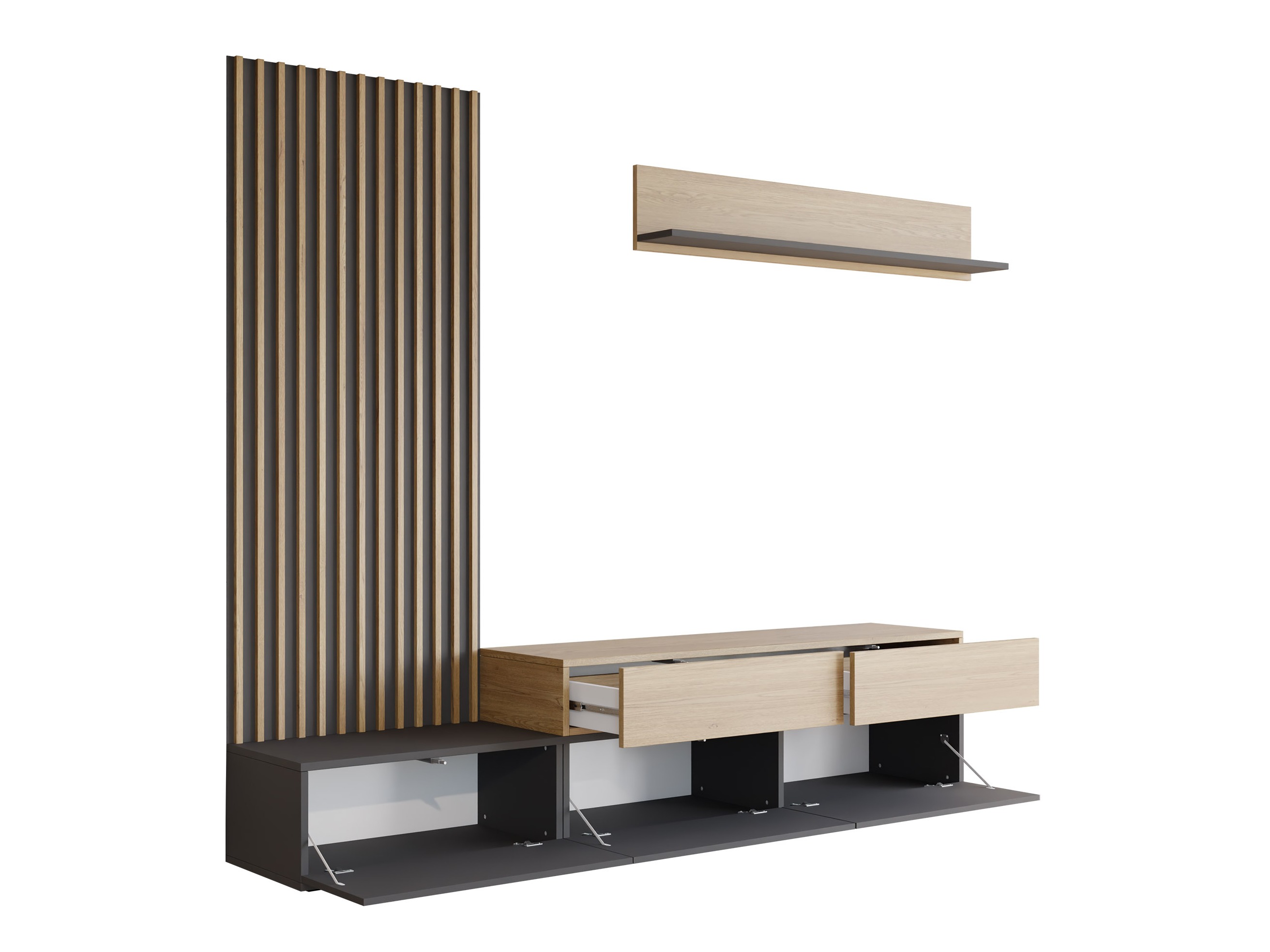 Set za dnevni boravak Comfivo Munium I (Grafit + Hrast)