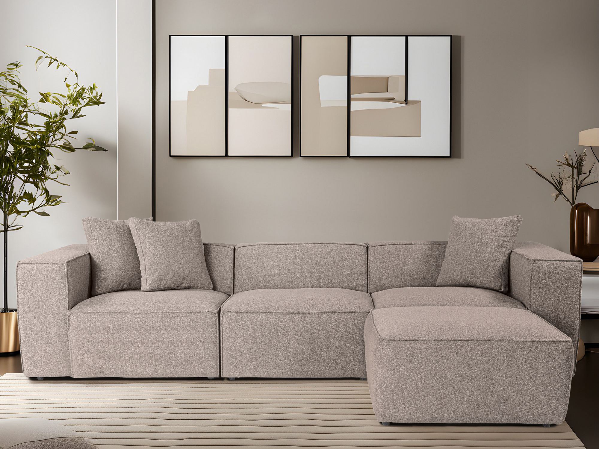 Modularna kutna garnitura Fivsoi 102 (Bež)