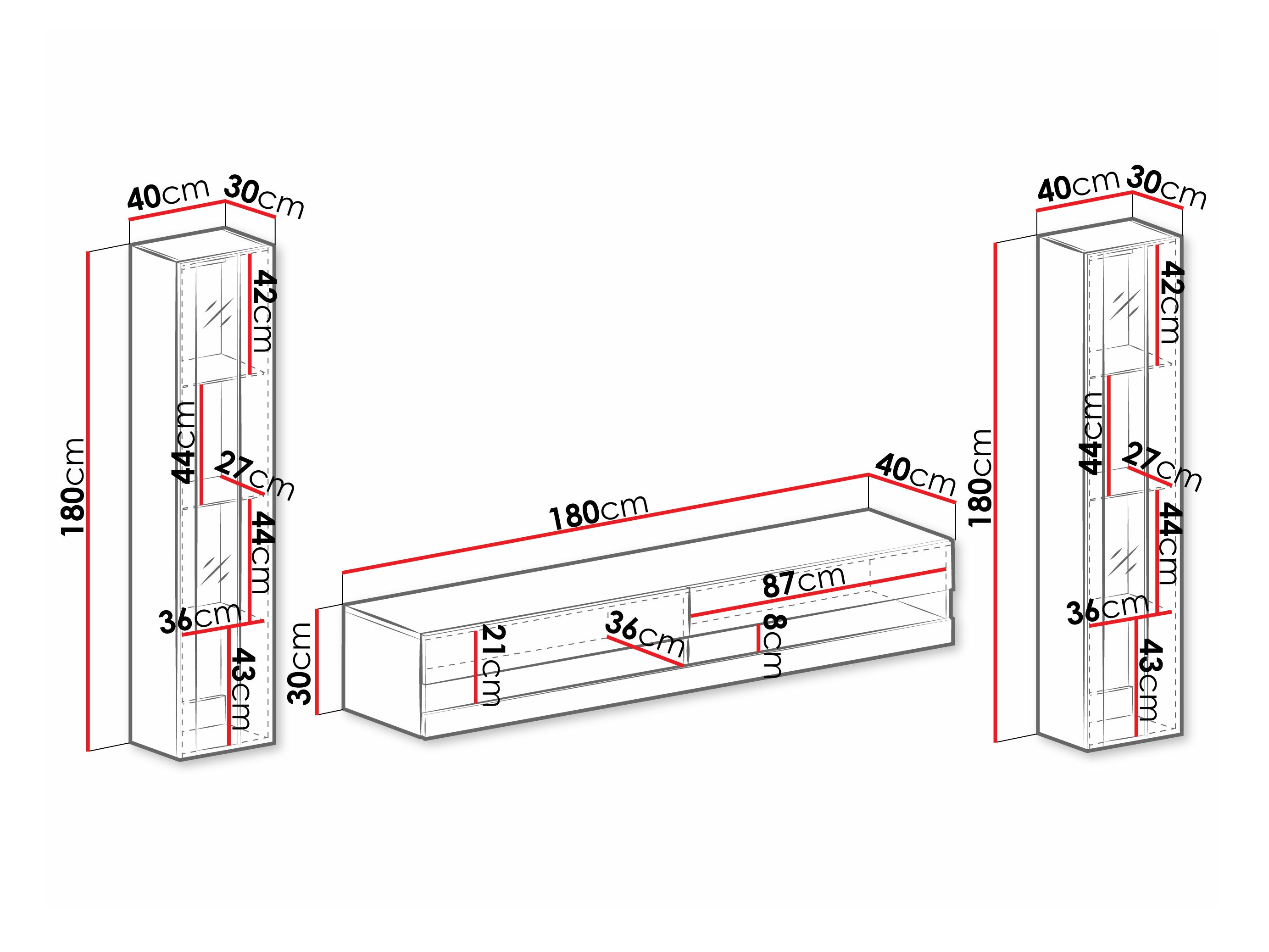 Set za dnevni boravak Venenou 112 (Bijela + Sjajno bijela)