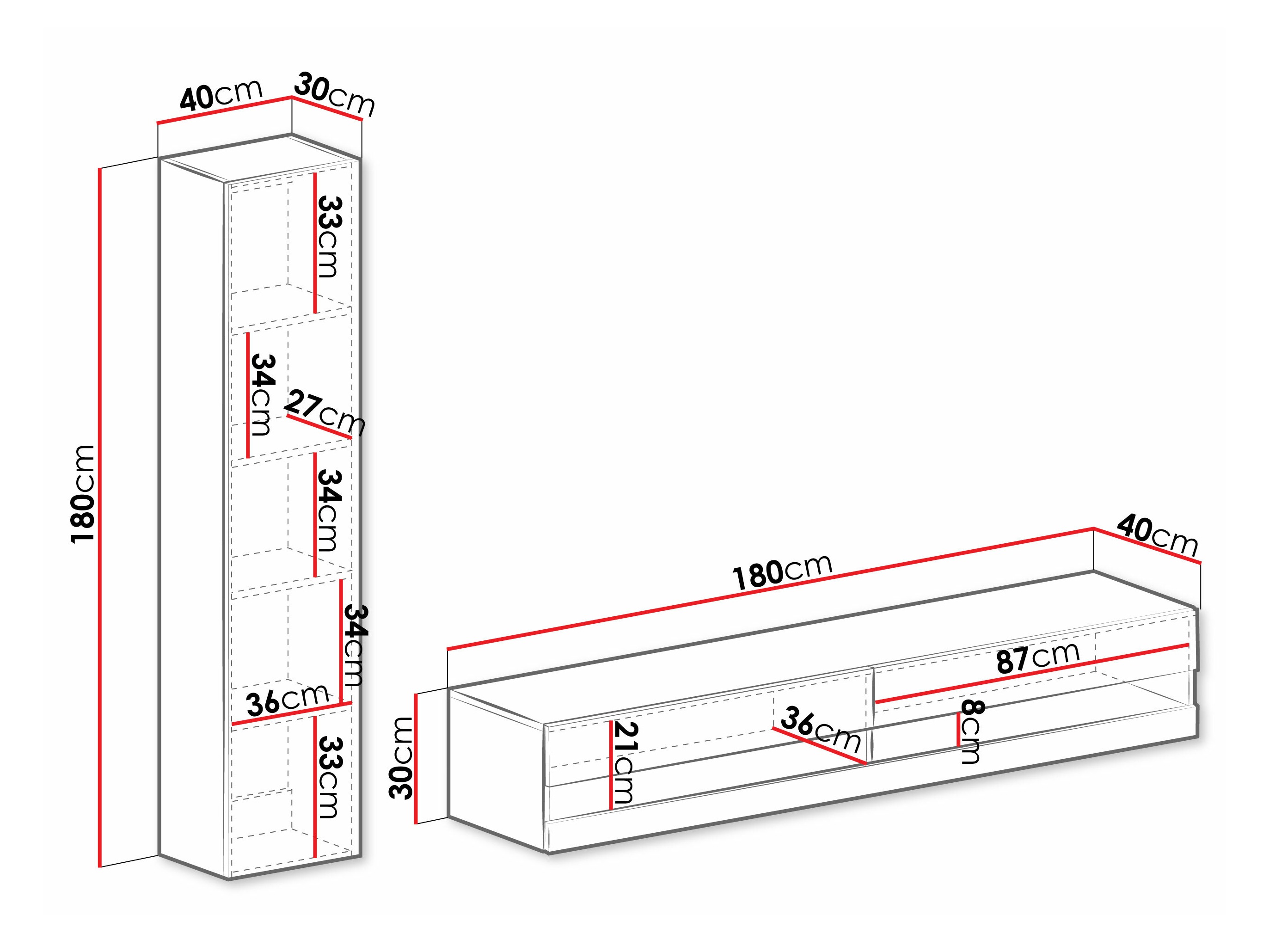 Set za dnevni boravak Vilrin VI (Crna + Sjajno crna)