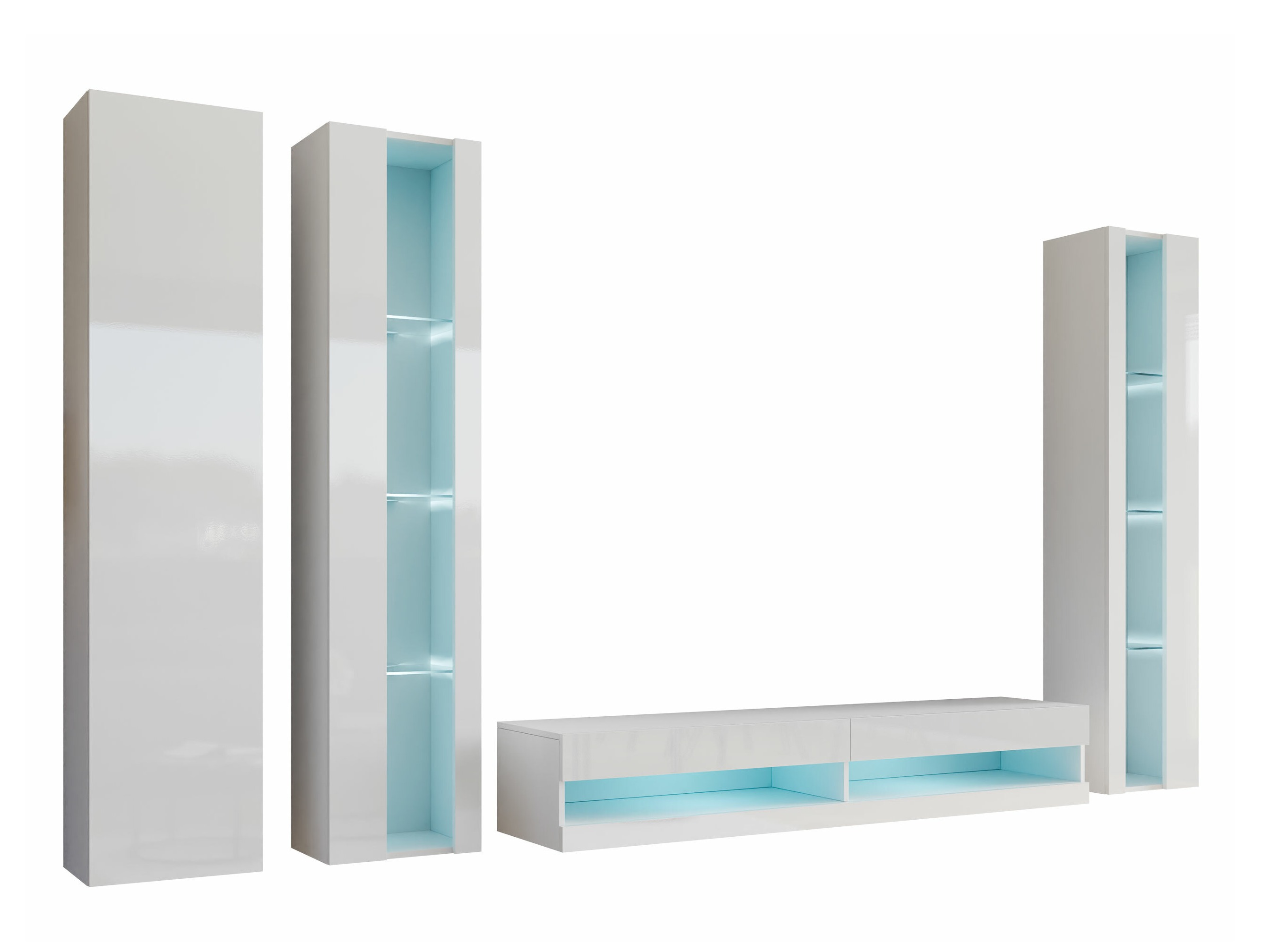 Set za dnevni boravak Vilrin VII (Bijela + Sjajno bijela)