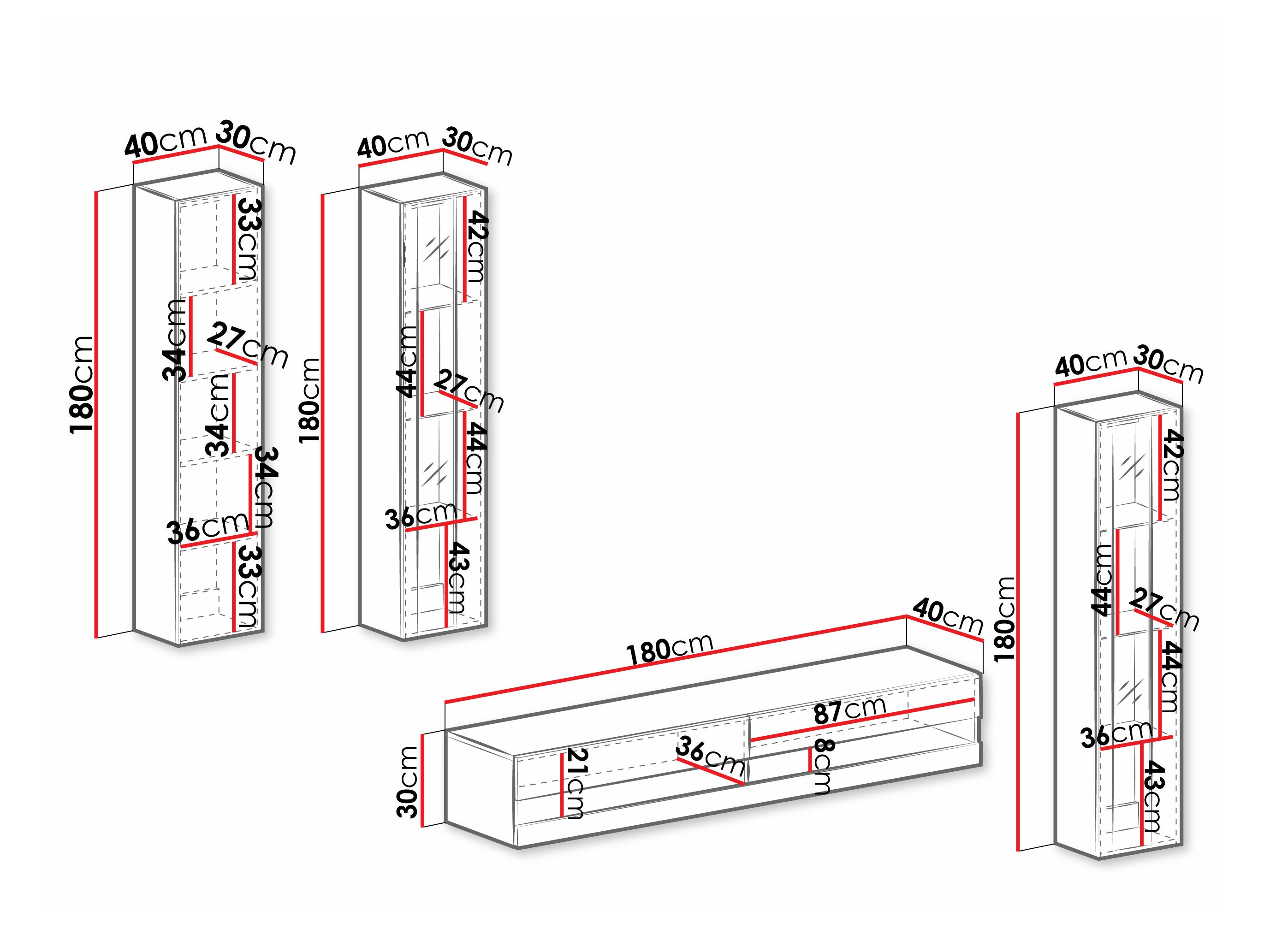 Set za dnevni boravak Vilrin VII (Bijela + Sjajno bijela)