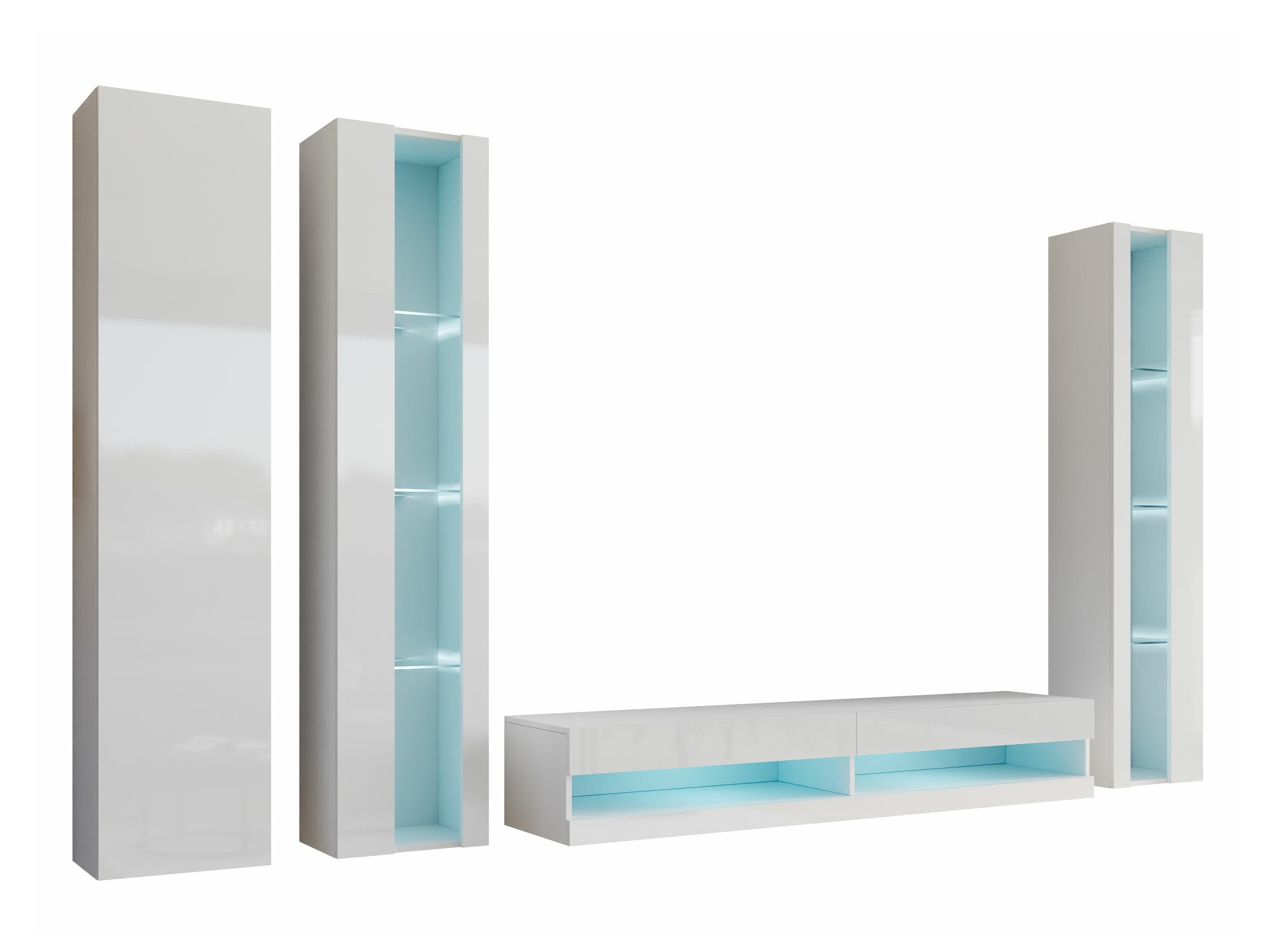 Set za dnevni boravak Vilrin VII (Bijela + Sjajno bijela)