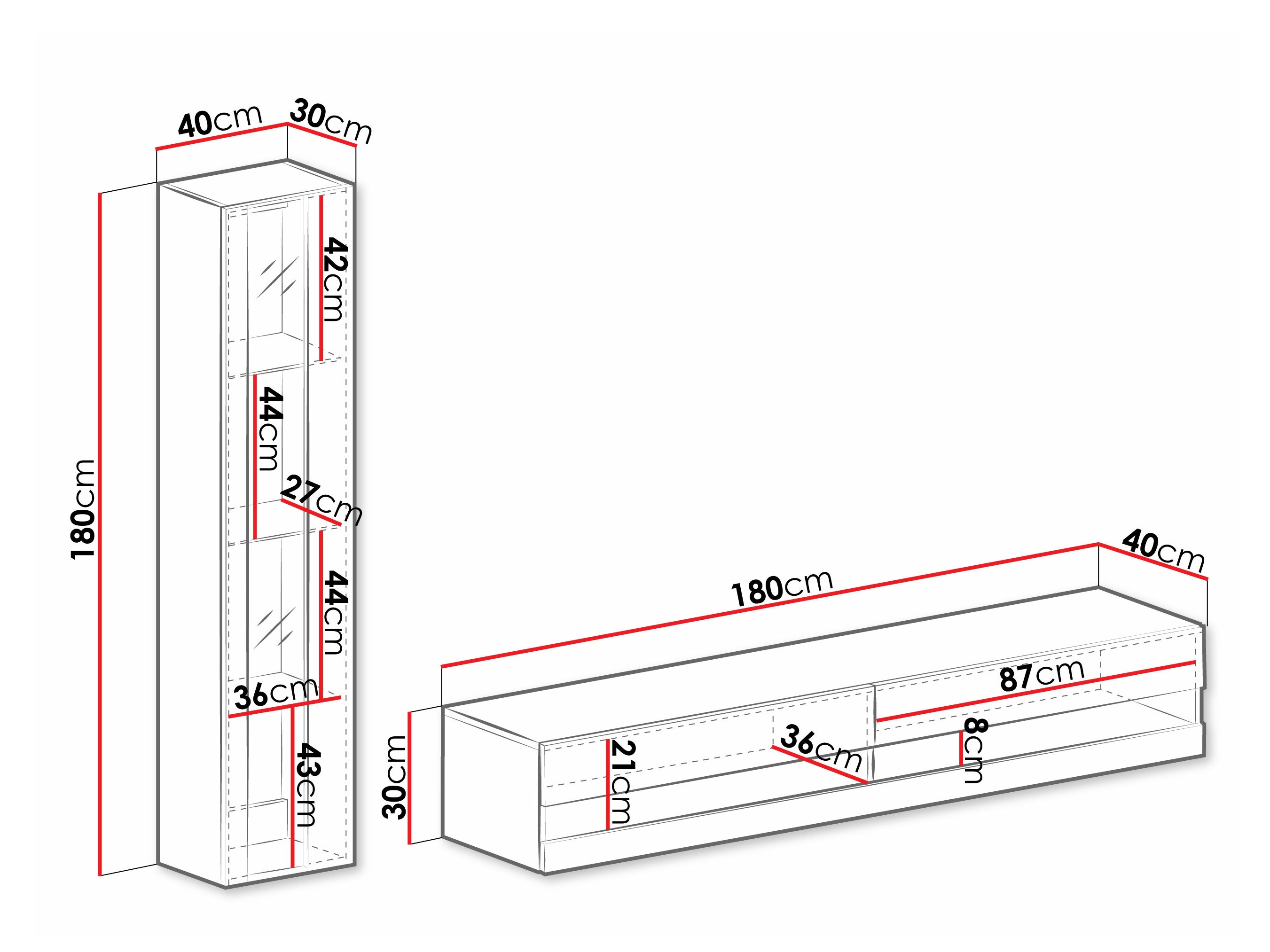 Set za dnevni boravak Vilrin VIII (Crna + Sjajno crna)