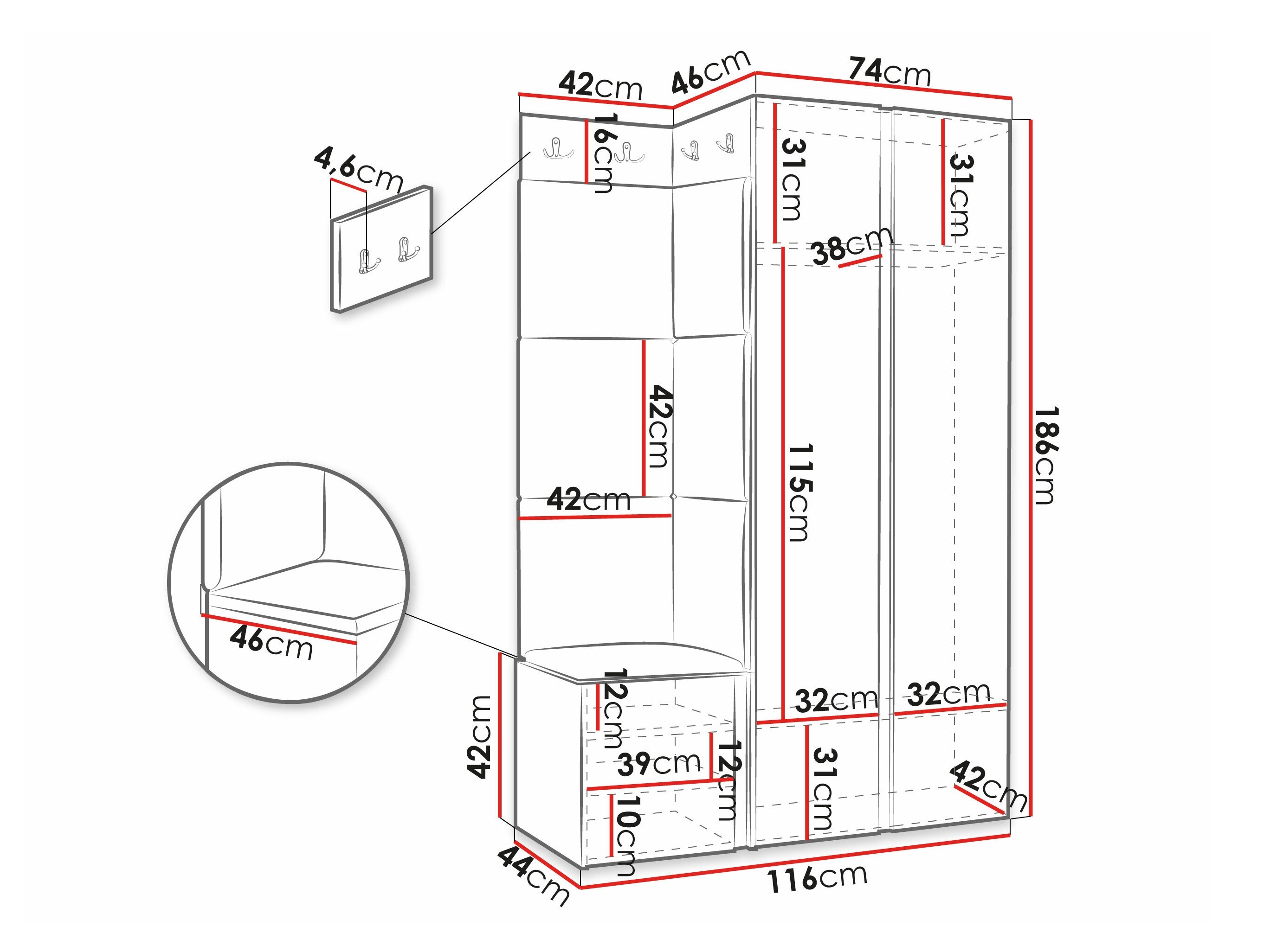 Set za hodnik Hartford 388 (Crna)