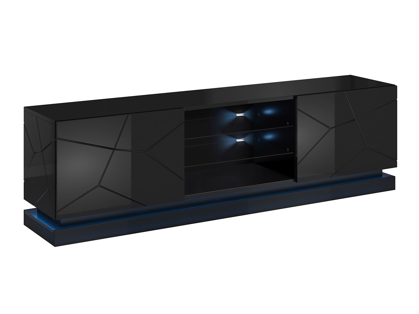 TV stol Charlotte 128 (Crna + Sjajno crna)