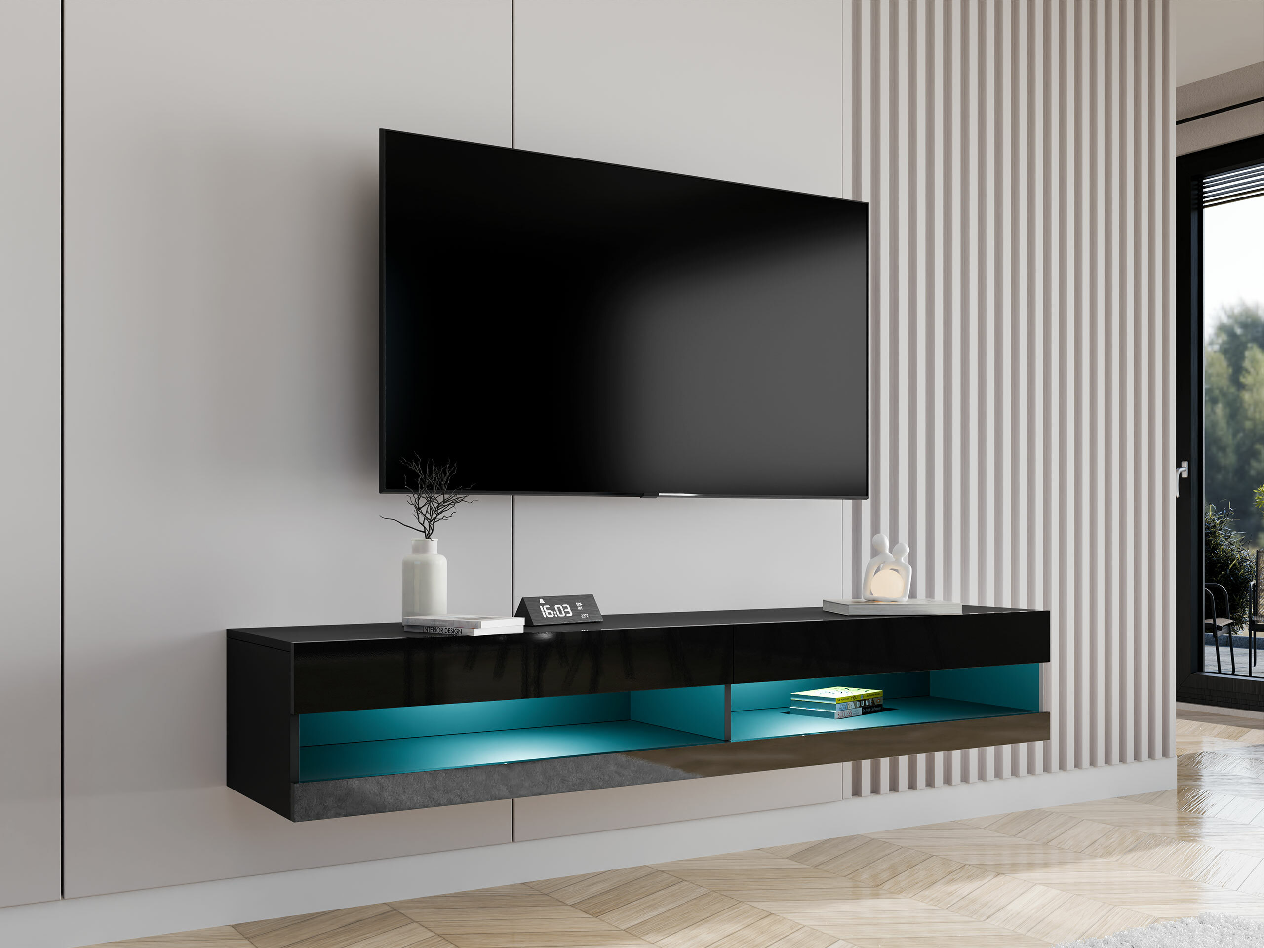 TV stol Vilrin (Crna + Sjajno crna)