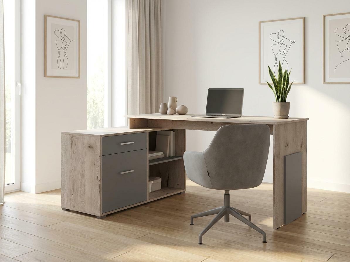 Kutni uredski stol Baytown 197 (Grafit + Hrast Wellington)
