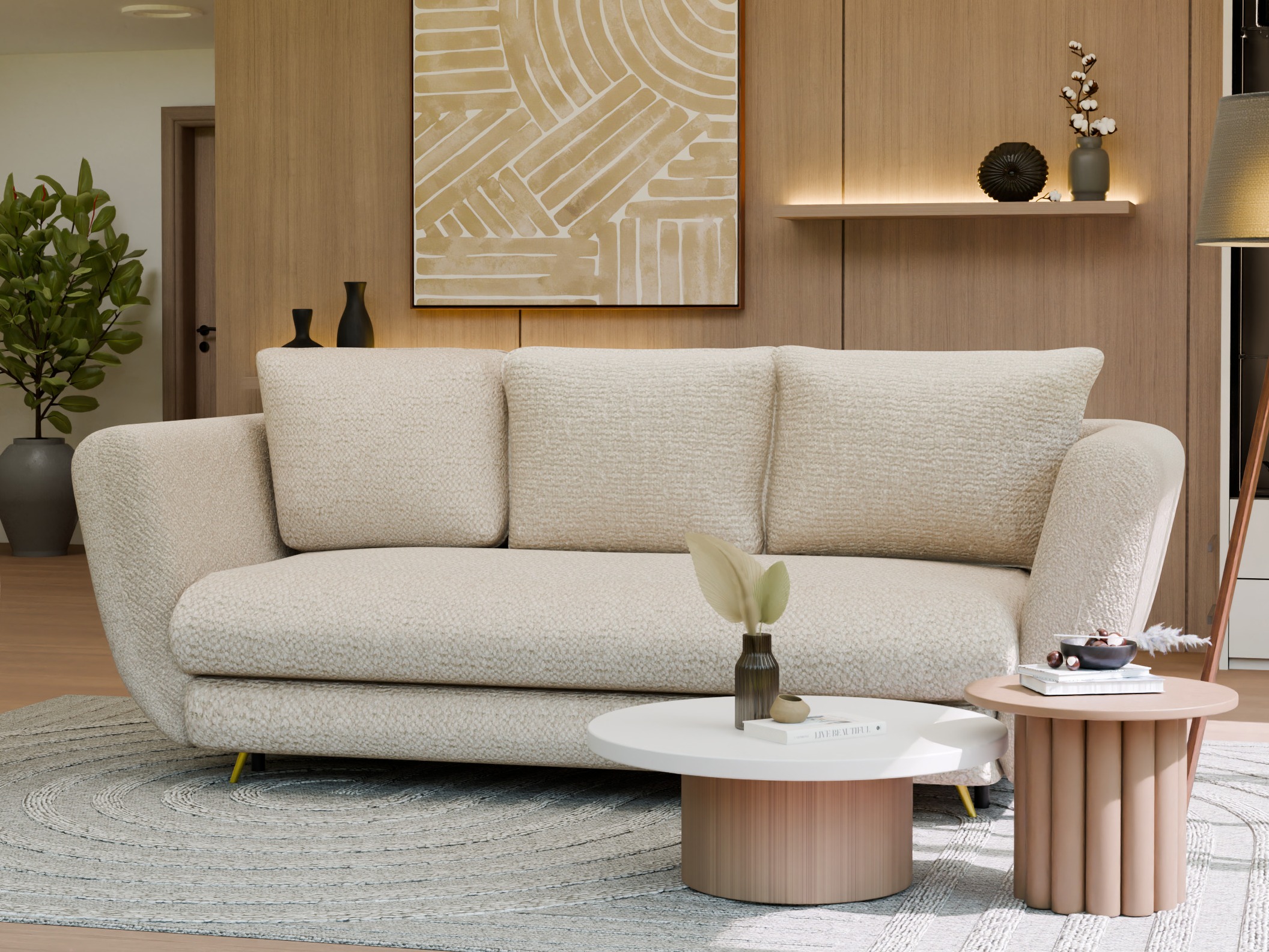 Kauč na razvlačenje Mandeville 354 (Zlatna + Crna)