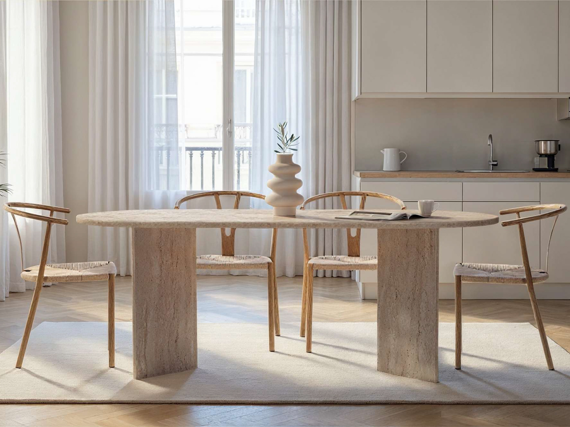 Stol Novato 138 (Svijetli travertin)