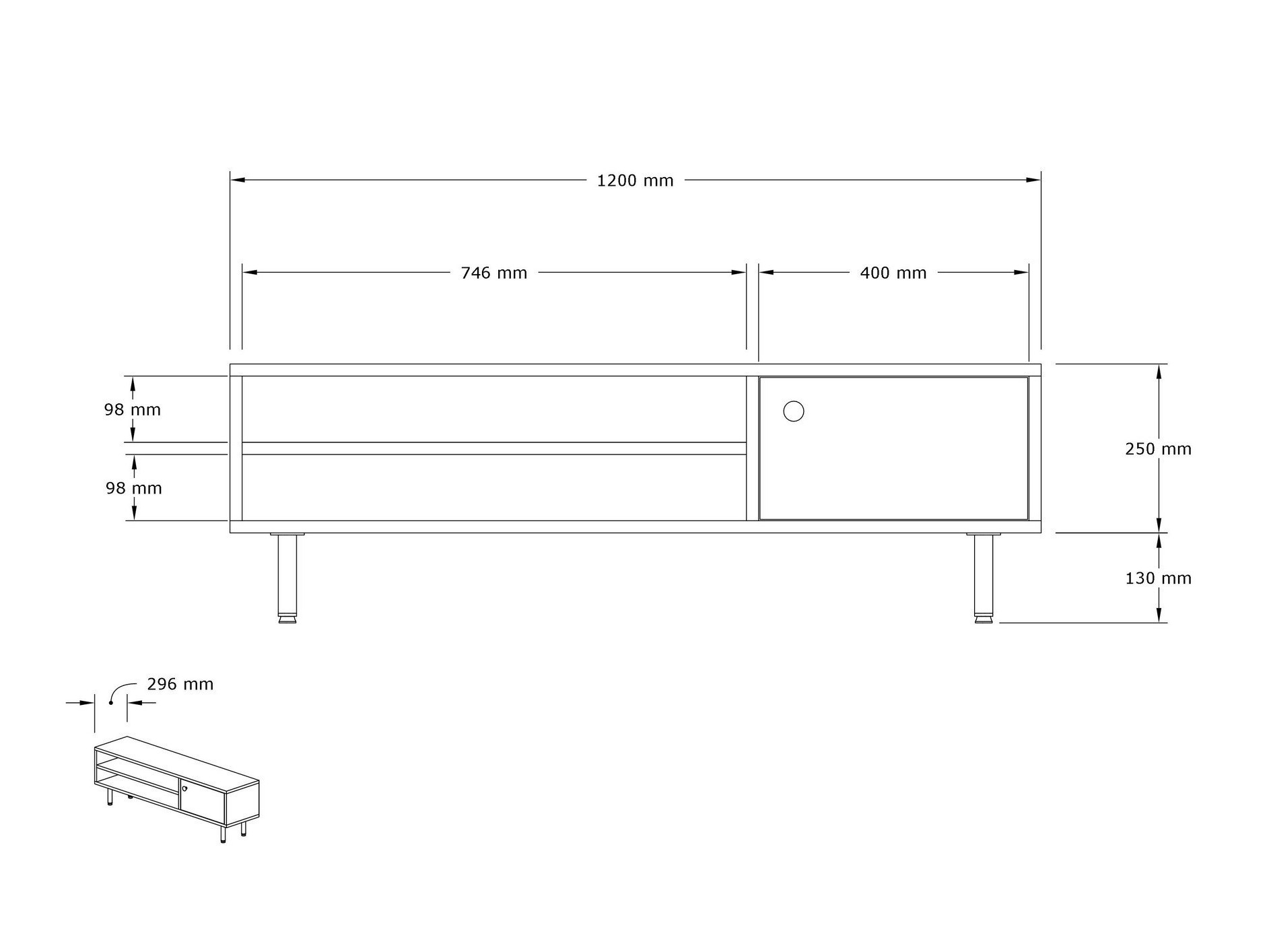 TV stol Kailua 2224 (Hrast)