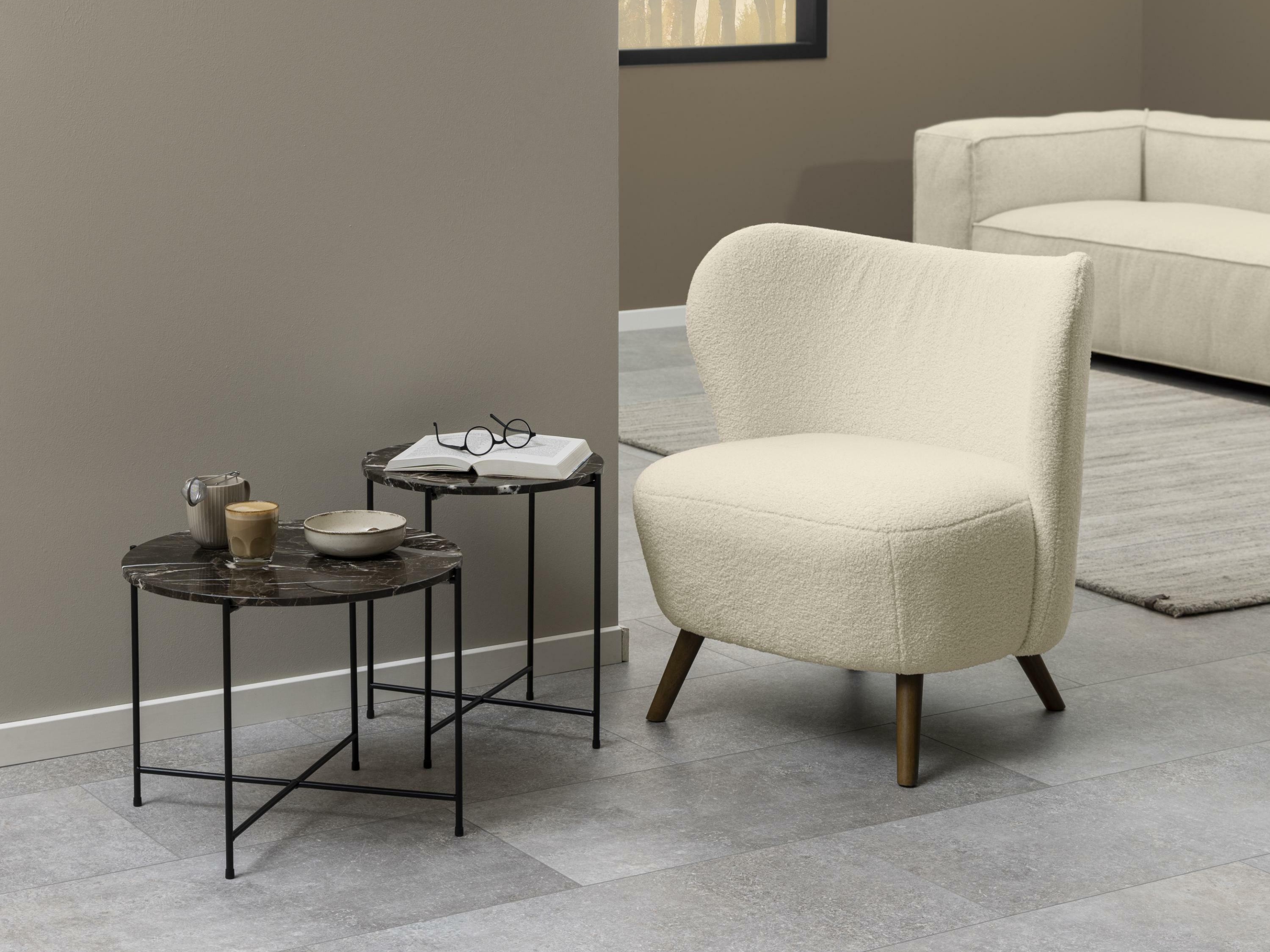 Pomoćni stolić Norsica 608 (Smeđi mramor + Crna)