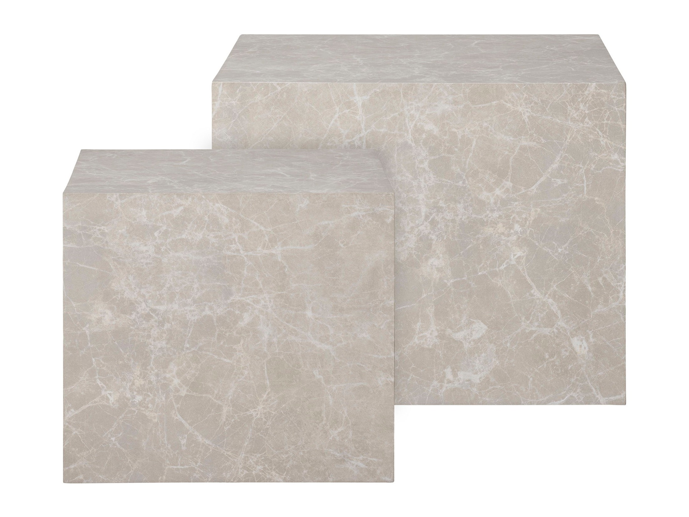 Set stolića za kavu Catavie 103 (Bež + Sivi mramor)