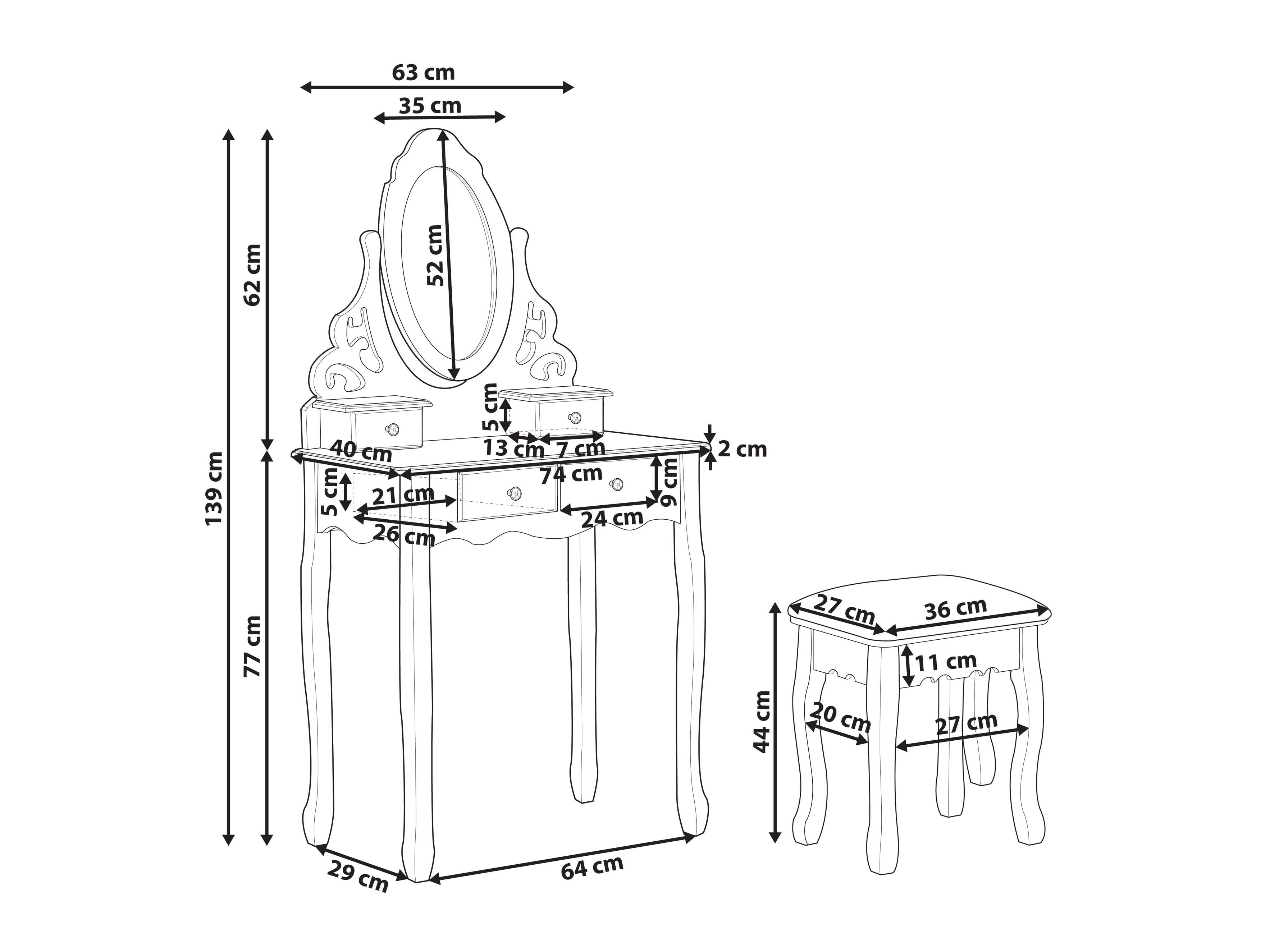 Toaletni stolić Berwyn 1675