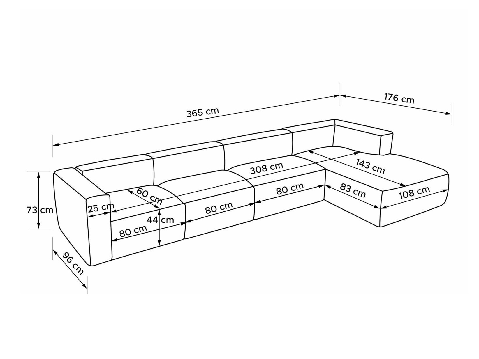 Modularna kutna garnitura Melteno 108 (Poso 55)