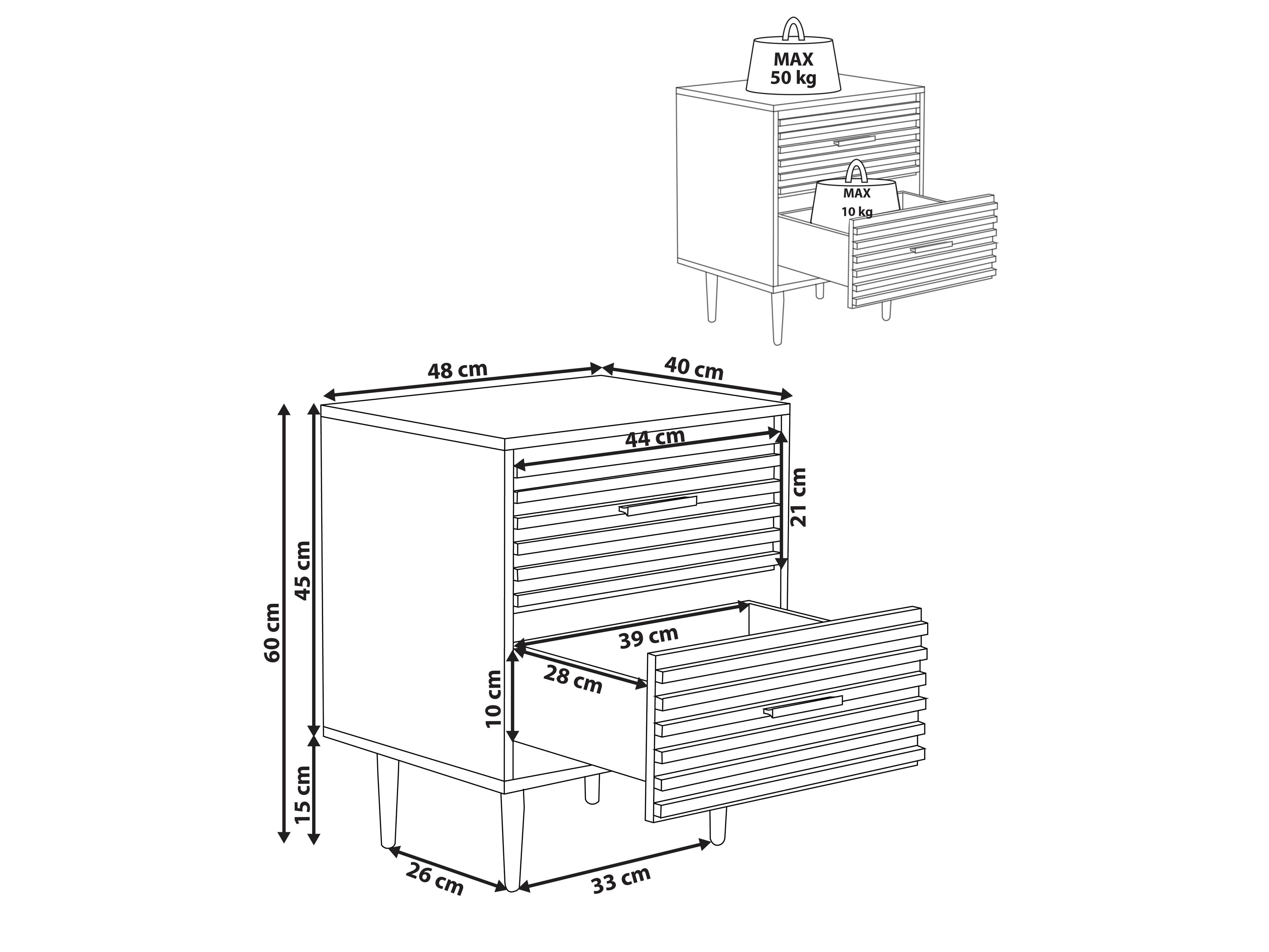 Noćni ormarić Berwyn 2913 (Svijetlo smeđa)