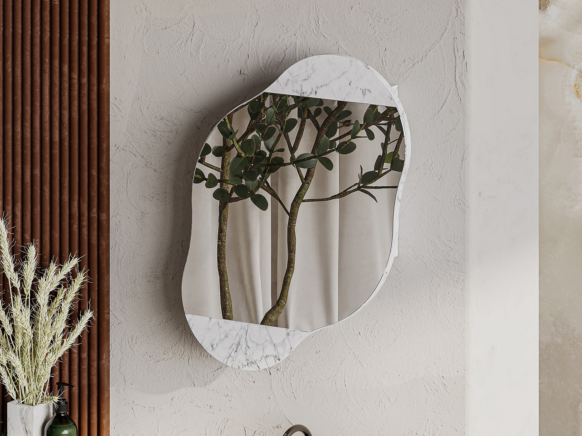 Kupaonski ormarić s ogledalom Kailua 2711 (Bijeli mramor)