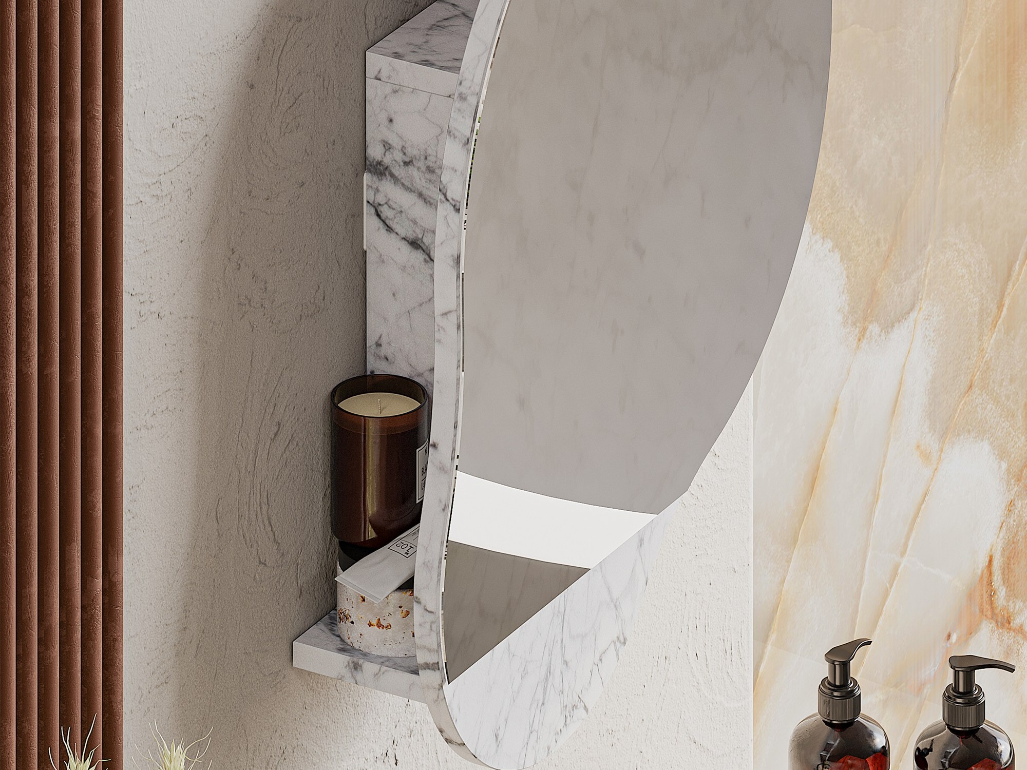 Kupaonski ormarić s ogledalom Kailua 2711 (Bijeli mramor)