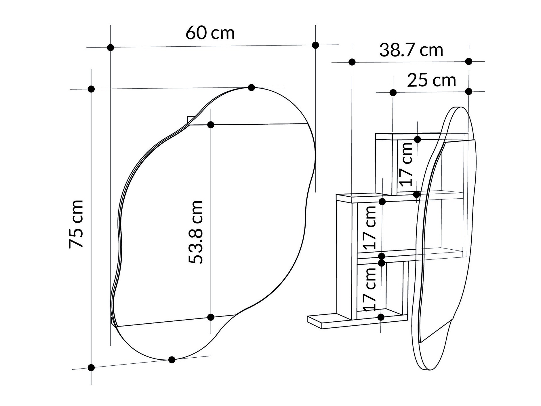 Kupaonski ormarić s ogledalom Kailua 2711 (Bijeli mramor)