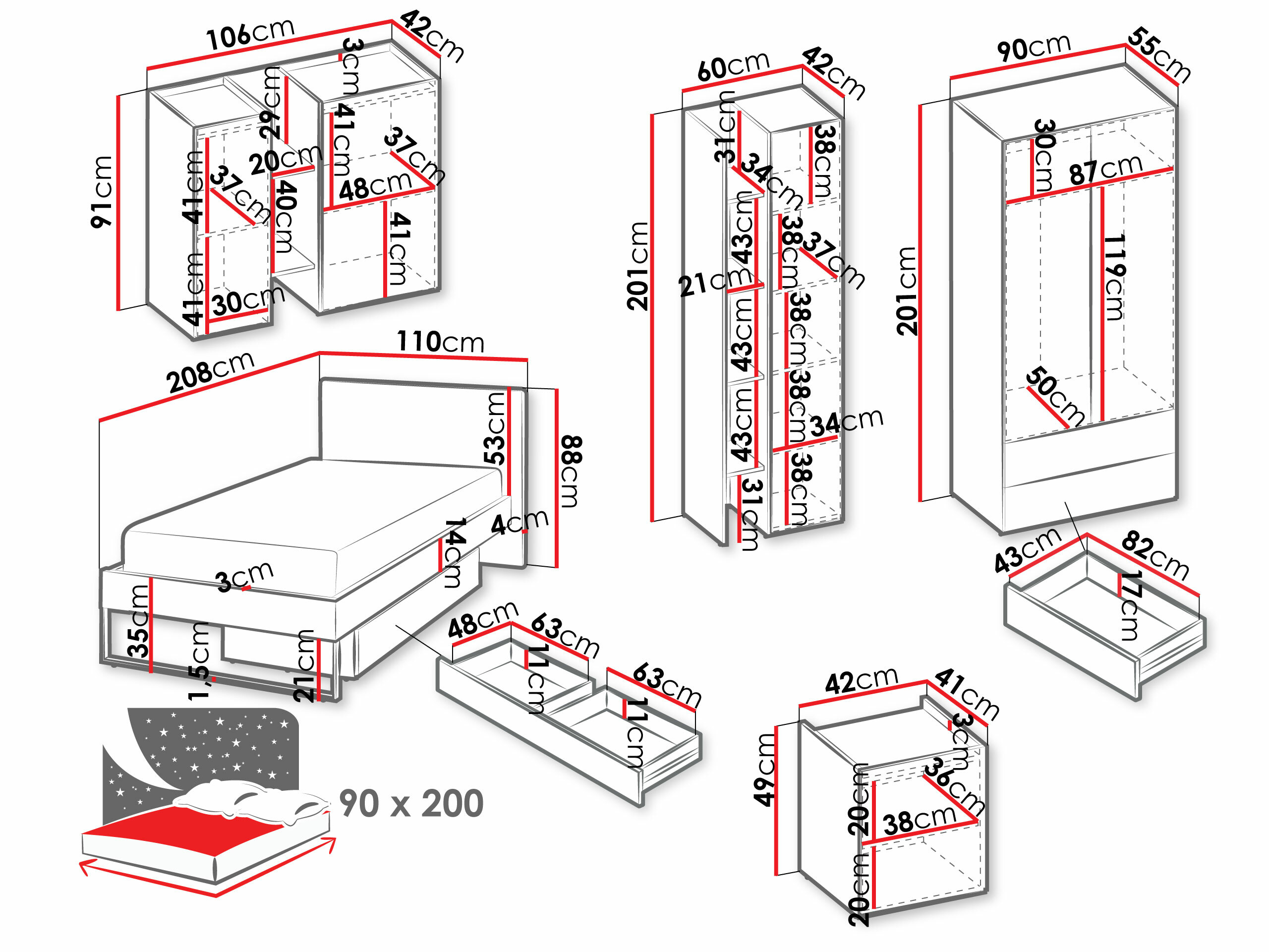 Set za spavaću sobu Tivseva 114