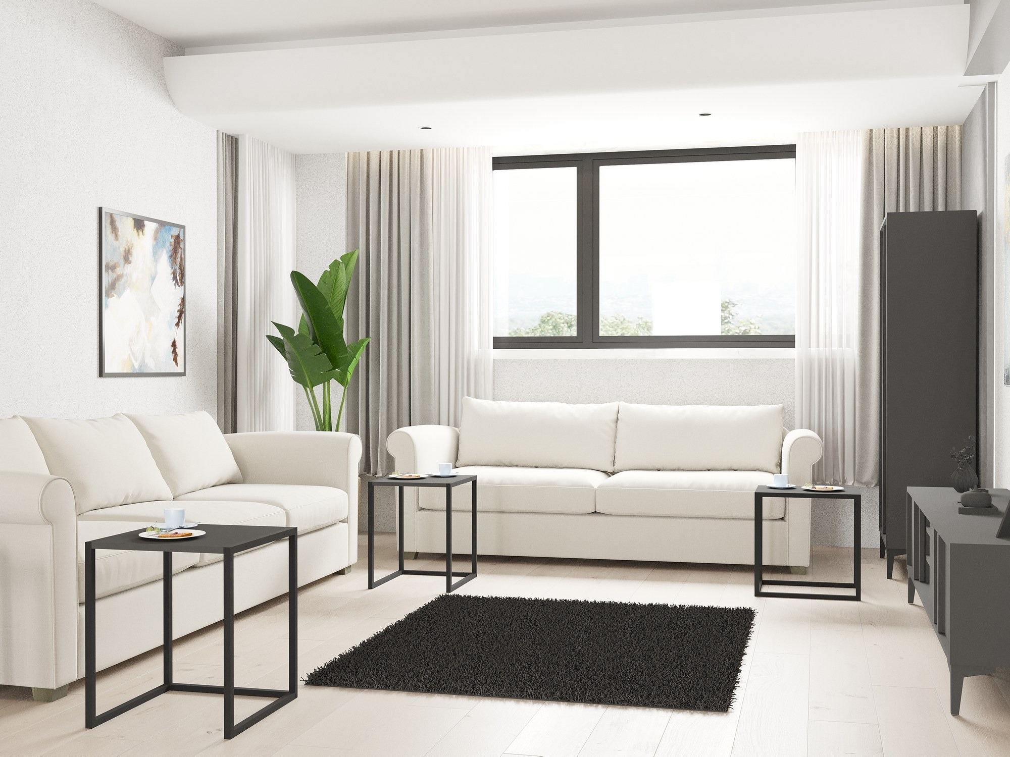 Set pomoćnih stolića Kailua 2721 (Crna + Antracit)