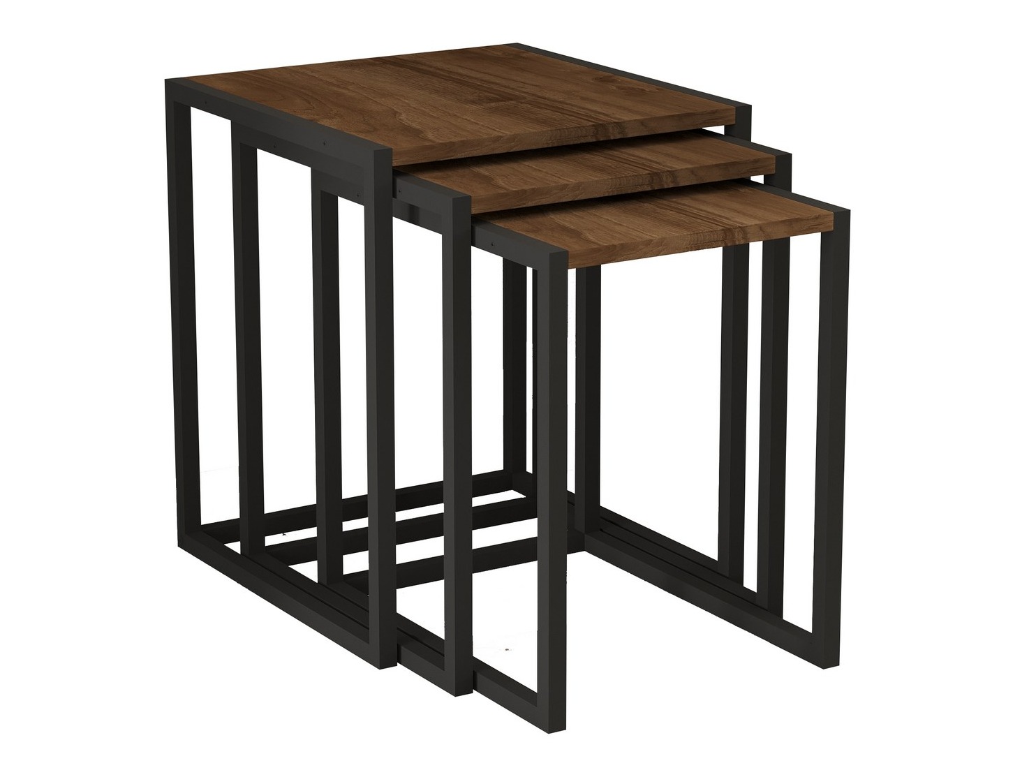 Set pomoćnih stolića Kailua 2721 (Crna + Orah)