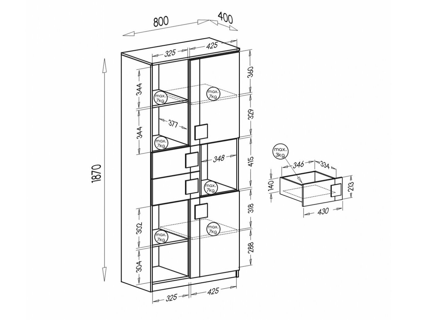 Polica Elmenou 101 (Bijela + Antracit)