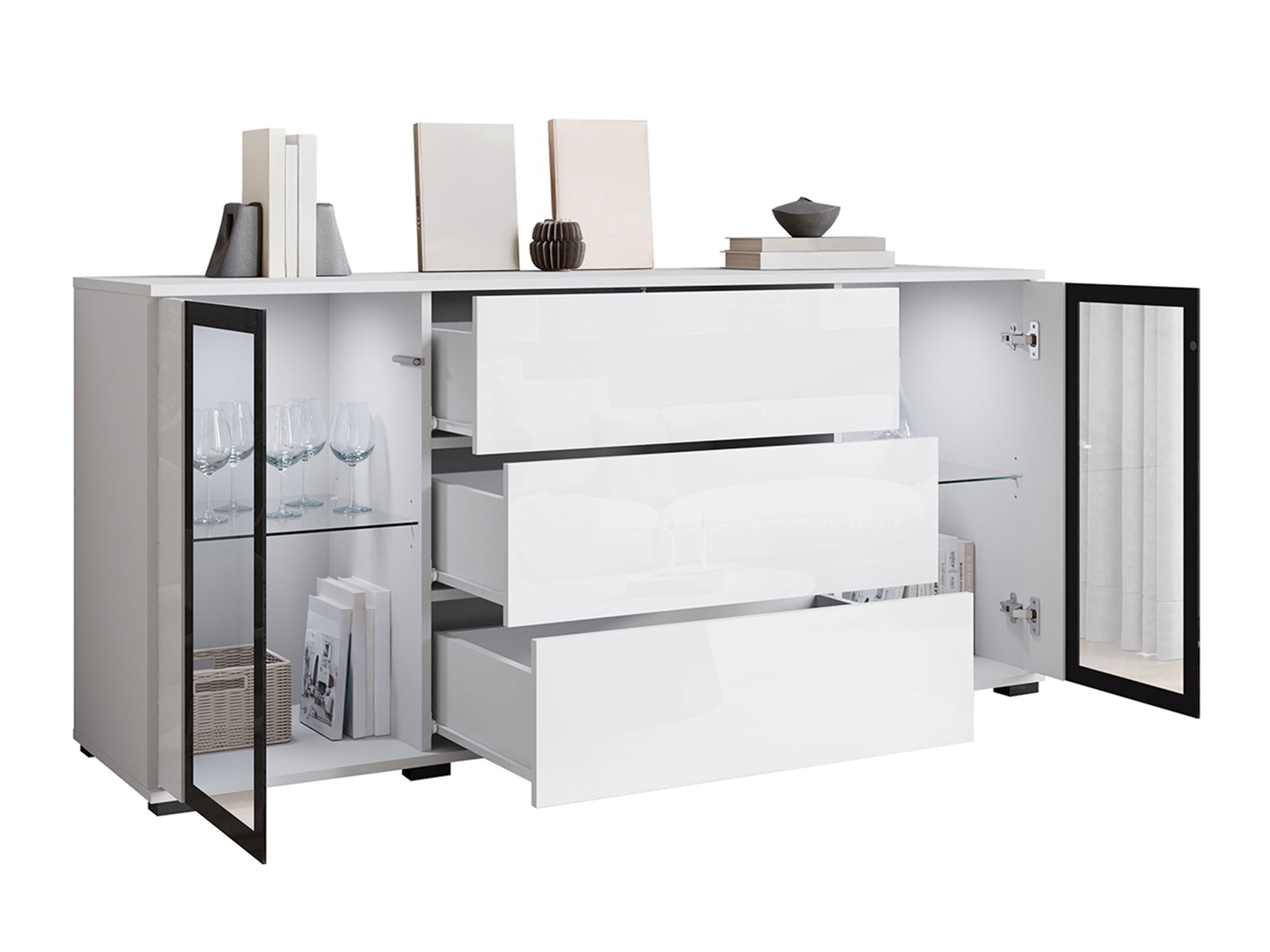 Komoda Torcame 101 (Bijela + Sjajno bijela)