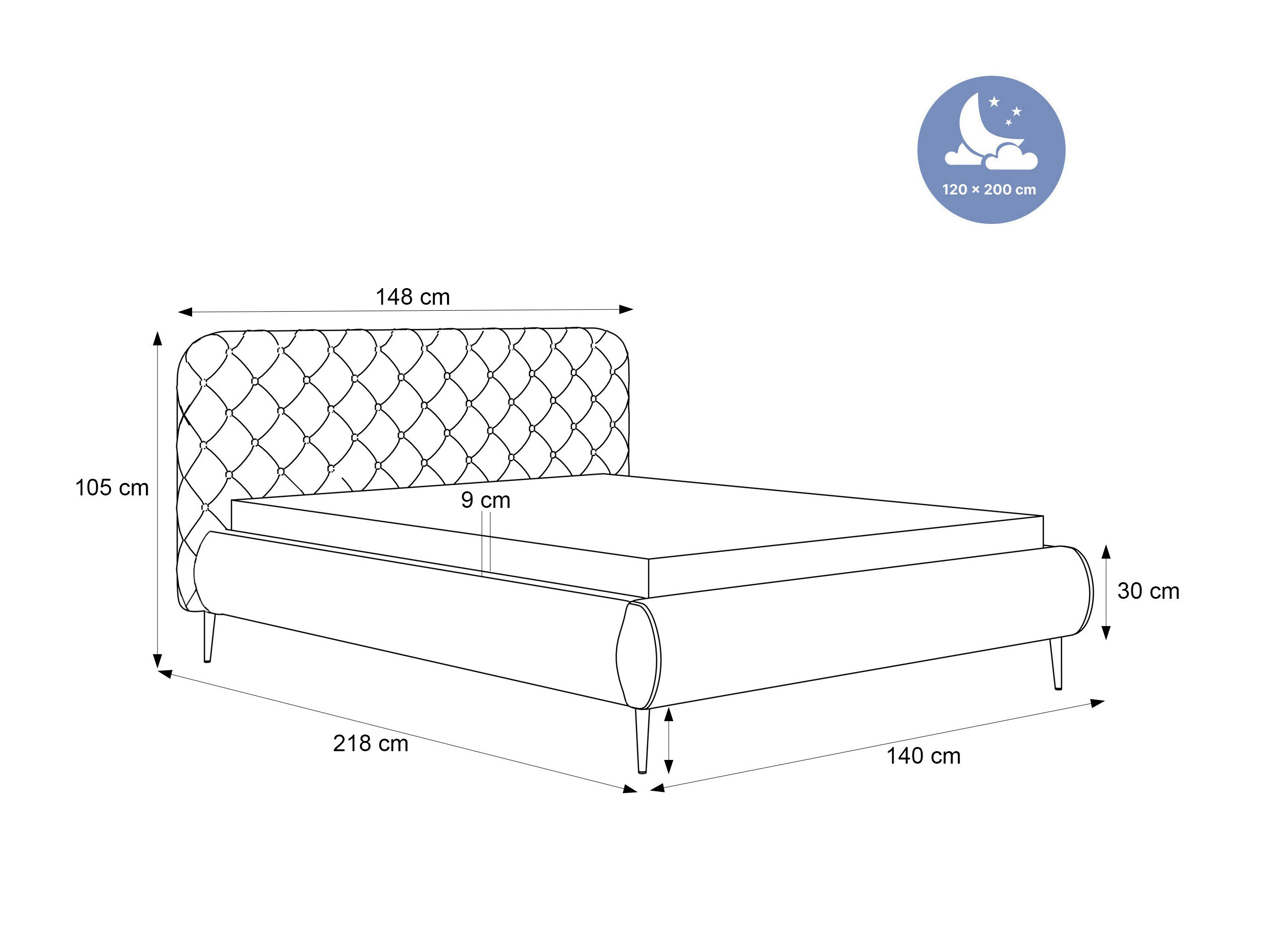 Krevet Hesperia 124 (MATT VELVET 08)