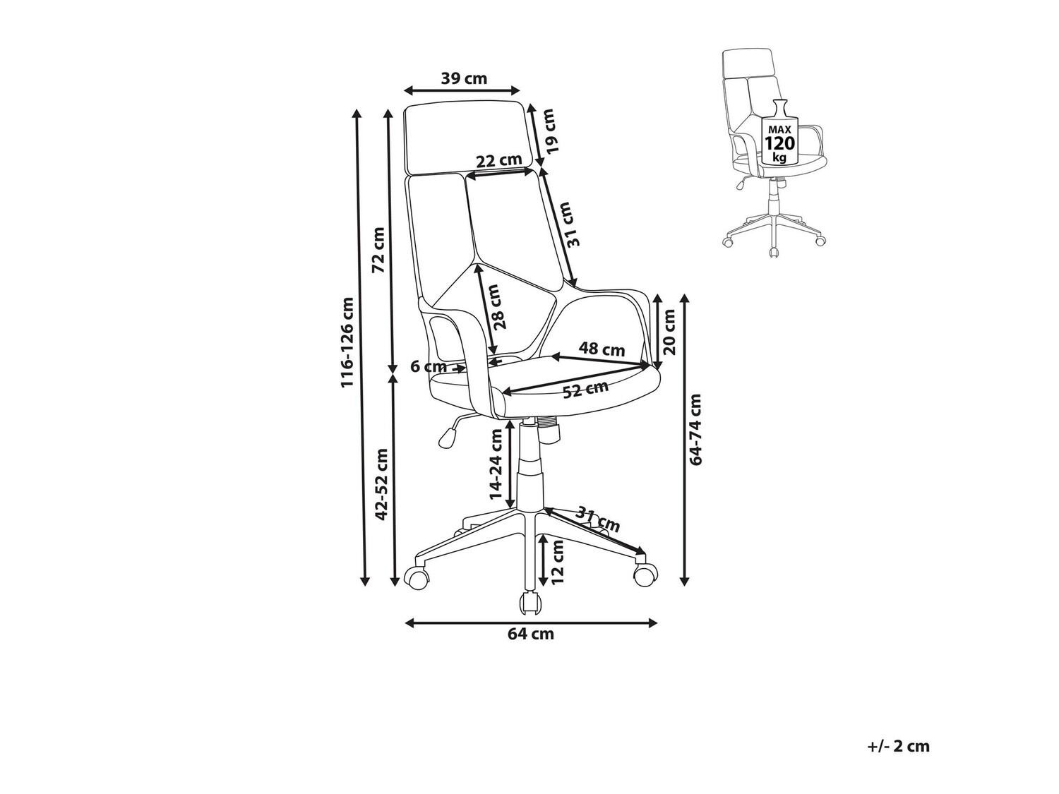 Uredska stolica Berwyn 208 (Bijela + Ružičasta)