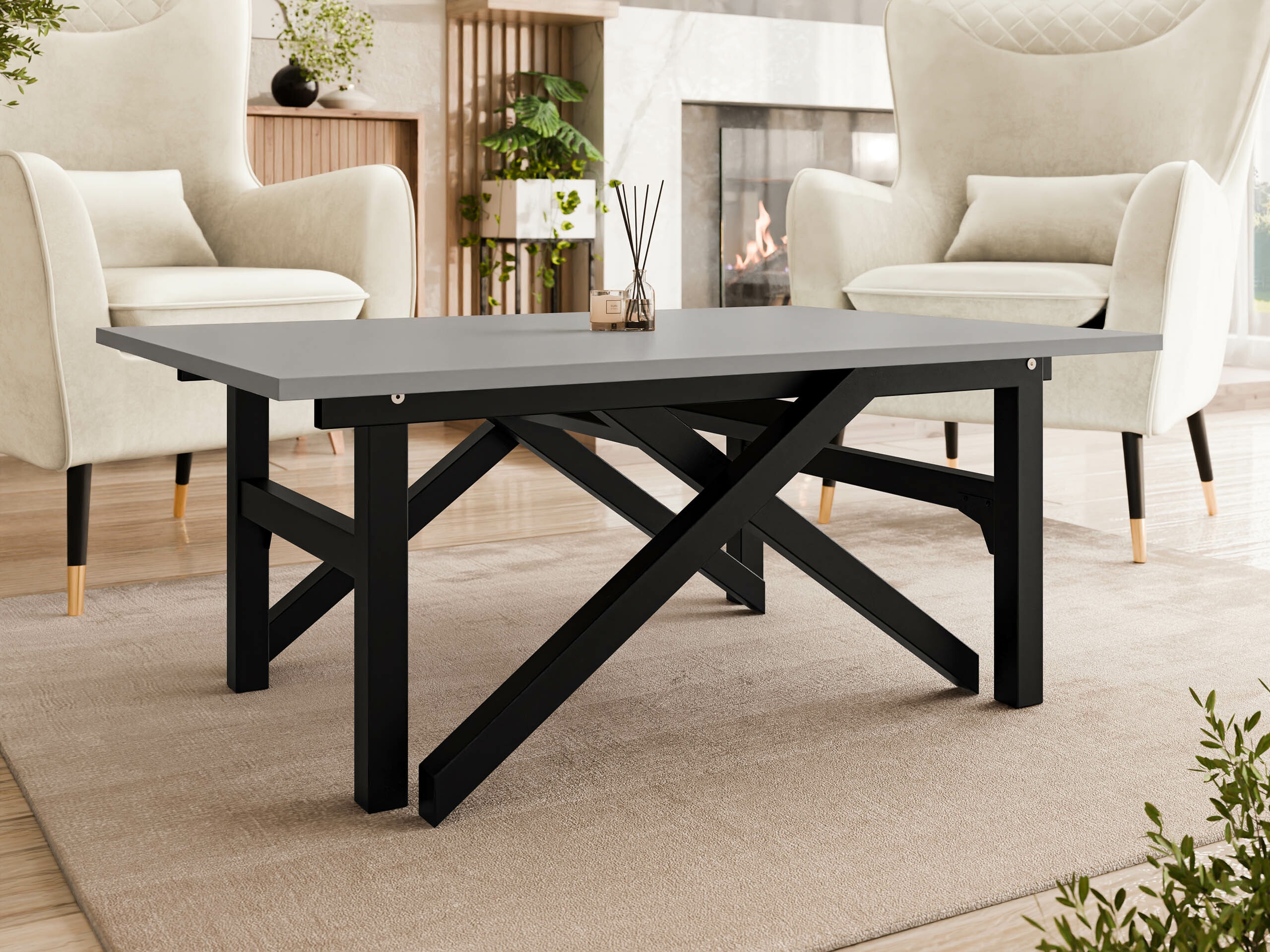 Transformirajući stolić za kavu Oswego 151 (Grafit + Crna)